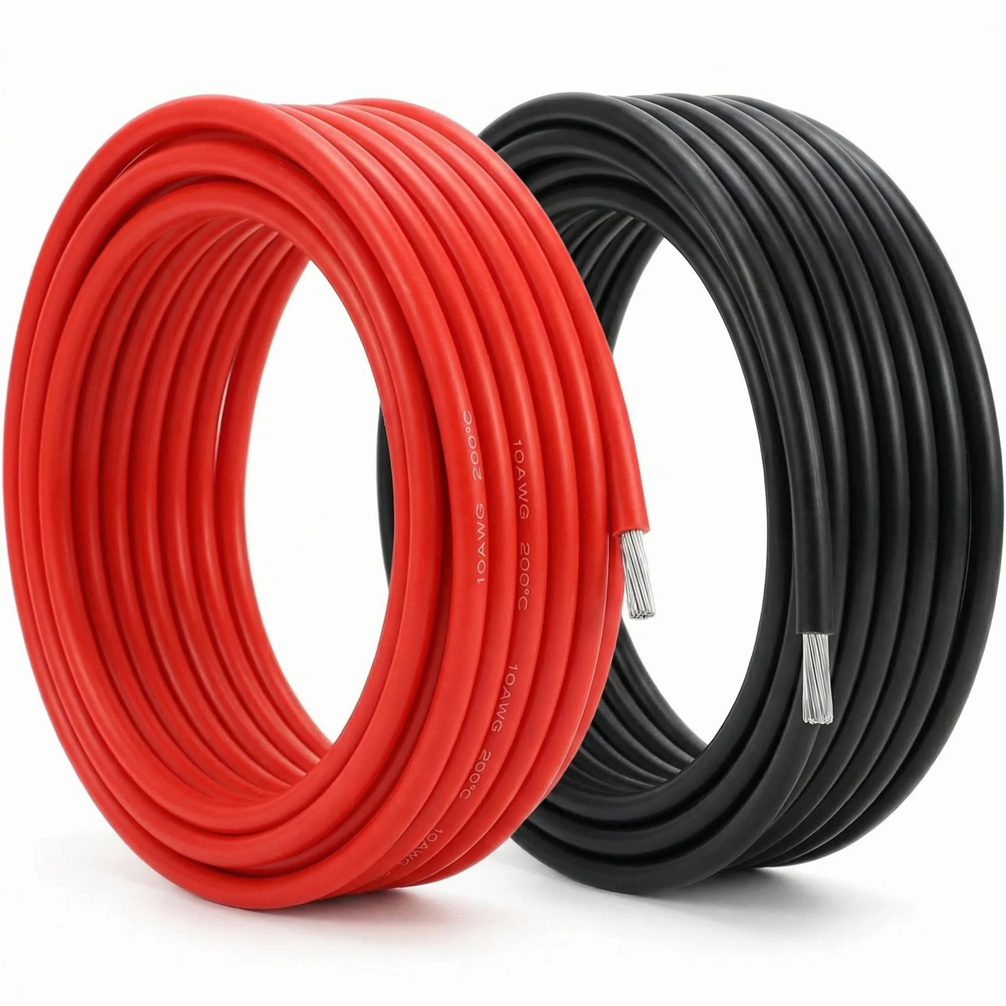 QWORK 10AWG 6mm² Silikonowy Przewód Elektroniczny 2,5 m Czarny 2,5 m Czerwony 10 Gauge Motoryzacyjny Elastyczny OFC