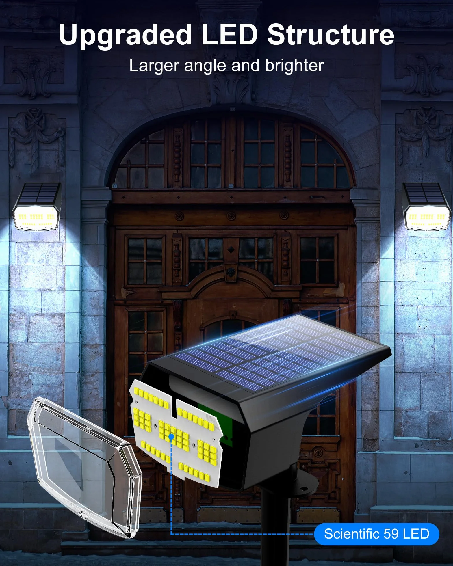 iFalarila Outdoor Solar Lights - zestaw 2 reflektorów solarnych LED | 59 koralików LED, elastyczny panel słoneczny 90 stopni, 3 poziomy jasności, wszechstronna instalacja ogrodowa i ścienna, lampy