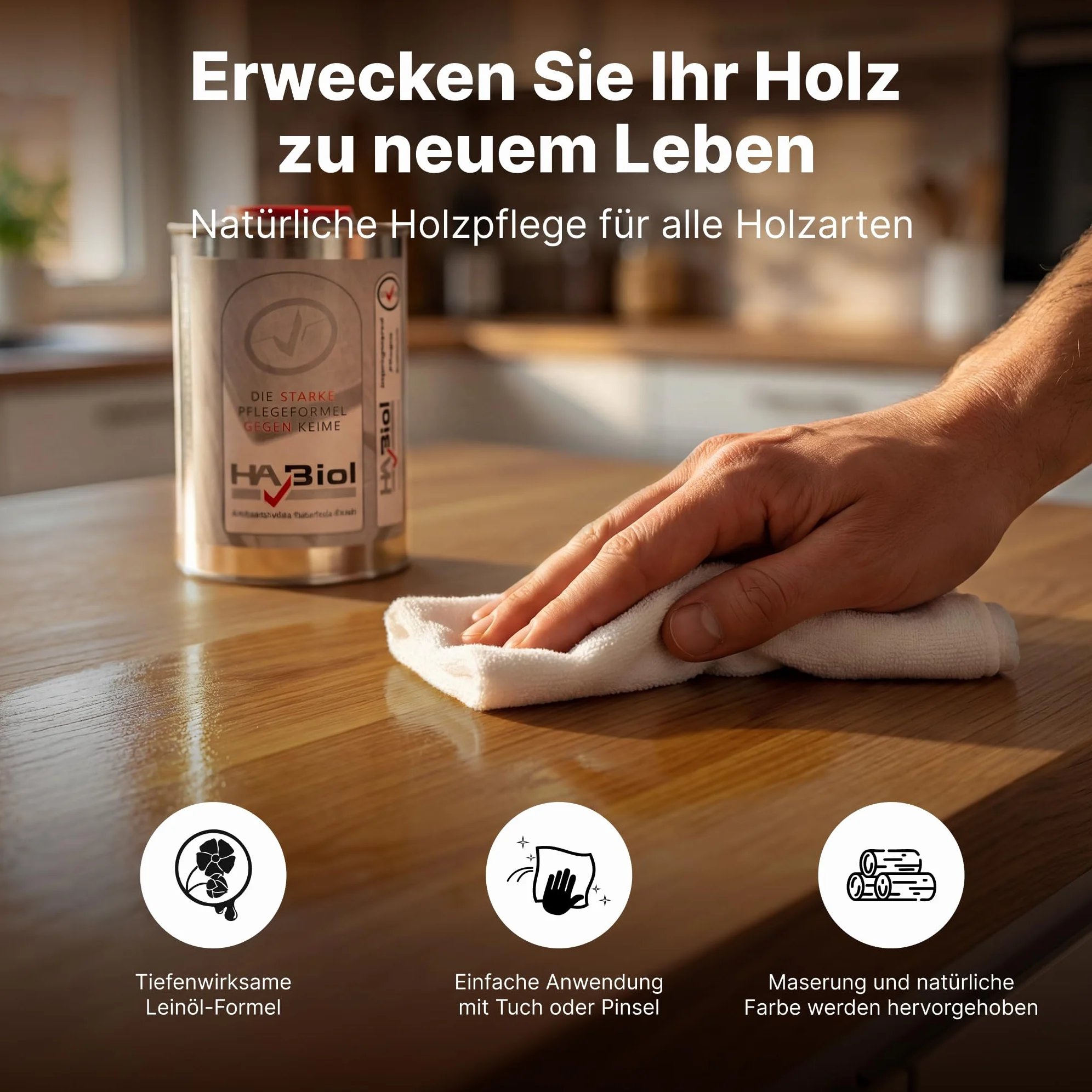 HABiol naturalny wegański olej do drewna do wnętrz 250 ml