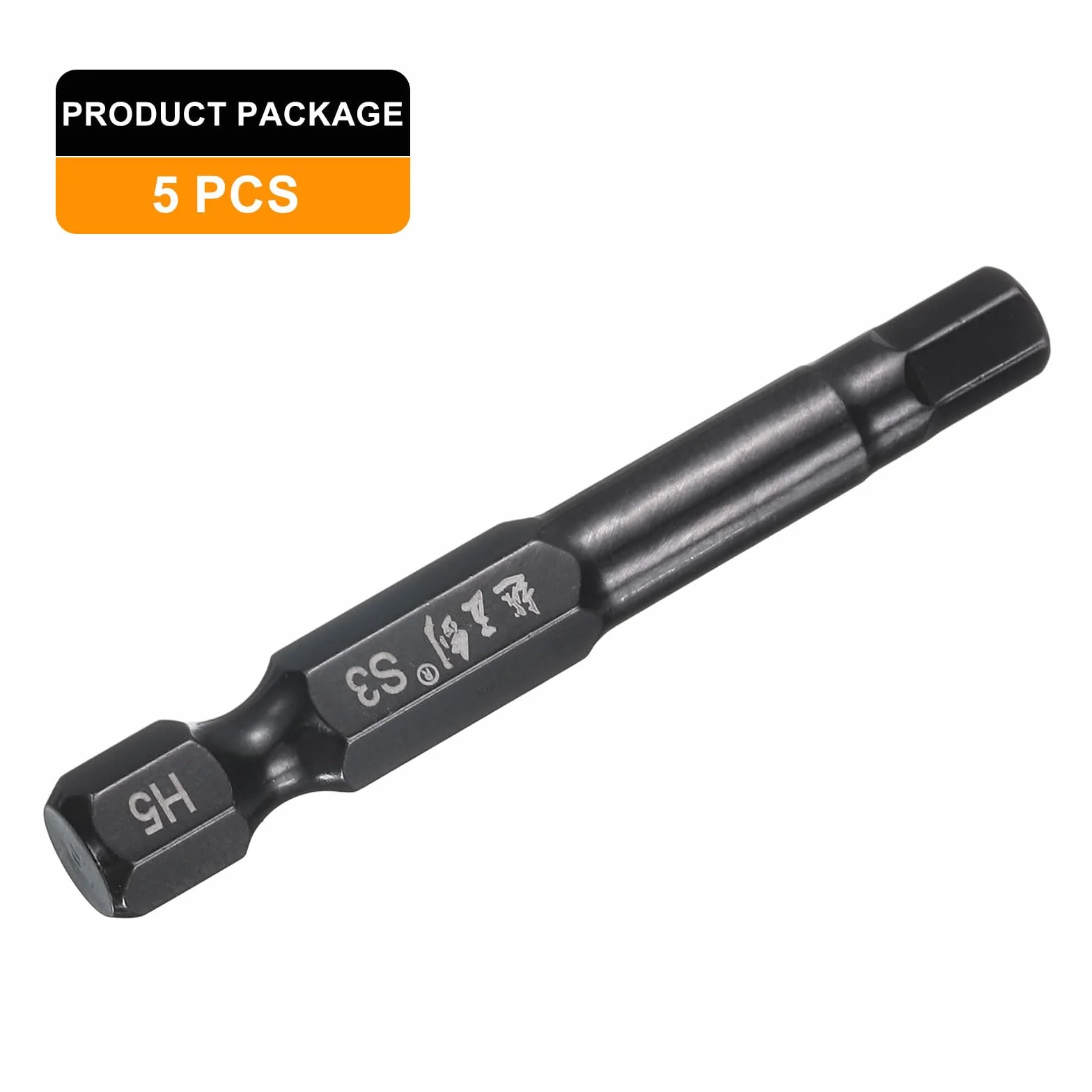 QUARKZMAN 5 sztuk kluczy imbusowych wiertło 5 mm H5 metryczne 1/4" trzpień sześciokątny 2" 50 mm długość S3 stal magnetyczny bity sześciokątny