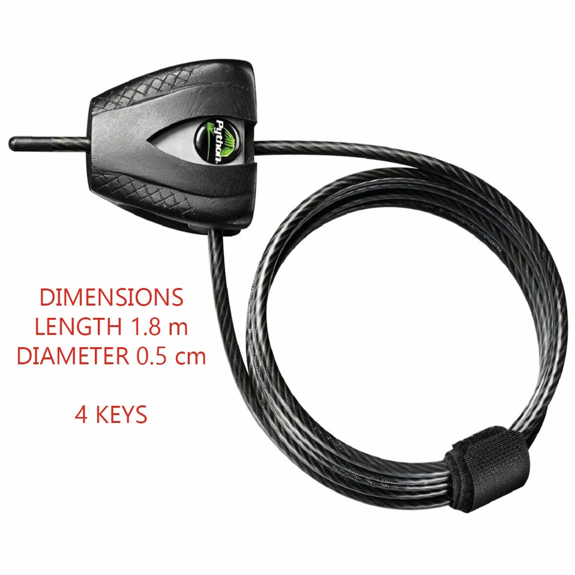 Master Lock 8417Dpro Cavo Python Antifurto per Bicicletta, Lunghezza Regolabile 175 cm, Nero