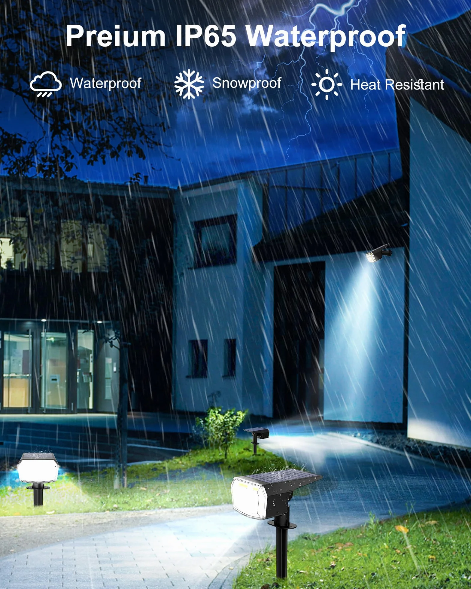 iFalarila Outdoor Solar Lights - zestaw 2 reflektorów solarnych LED | 59 koralików LED, elastyczny panel słoneczny 90 stopni, 3 poziomy jasności, wszechstronna instalacja ogrodowa i ścienna, lampy