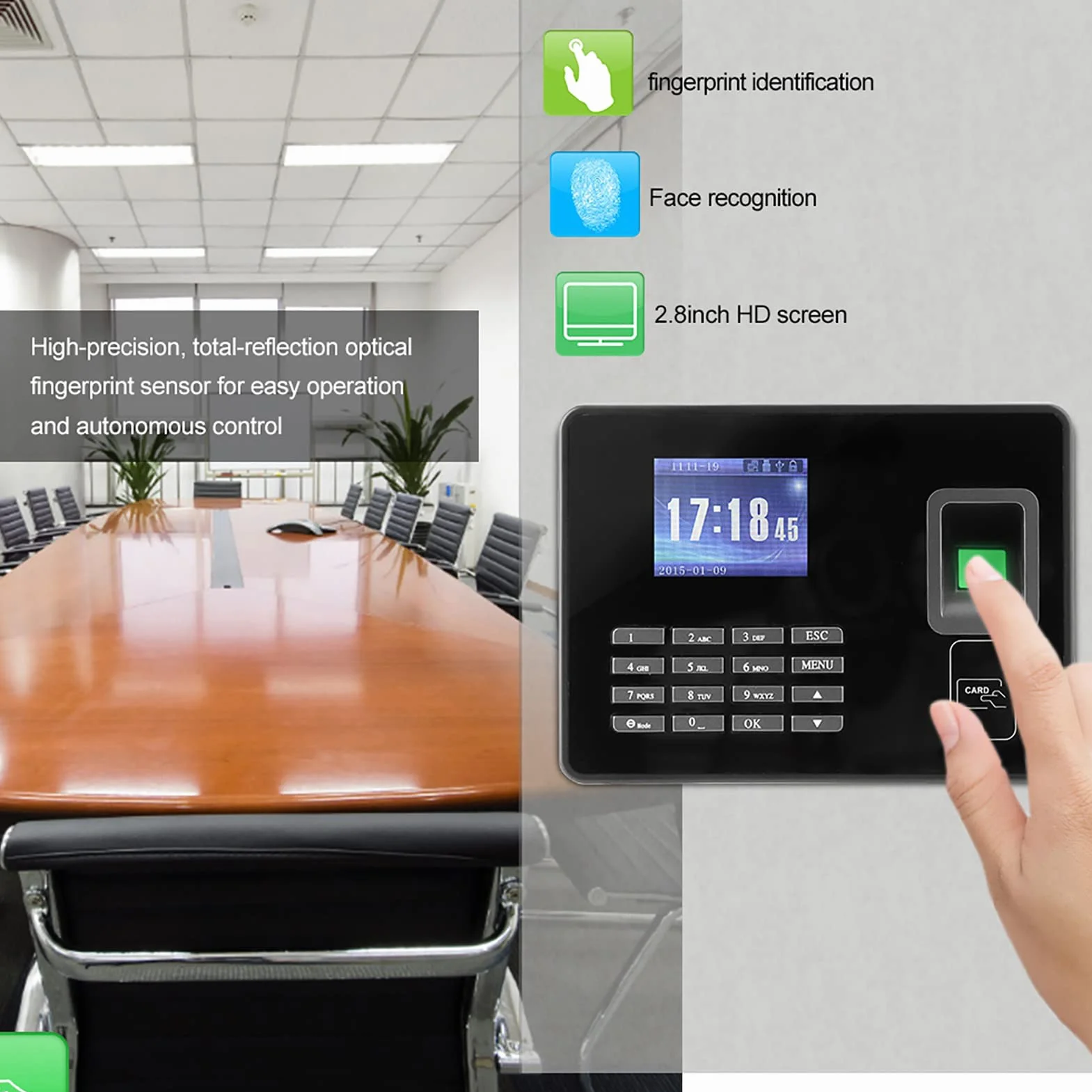Asystent maszyny, inteligentna biometryczna maszyna do linii papilarnych z 2,8" wyświetlaczem LCD