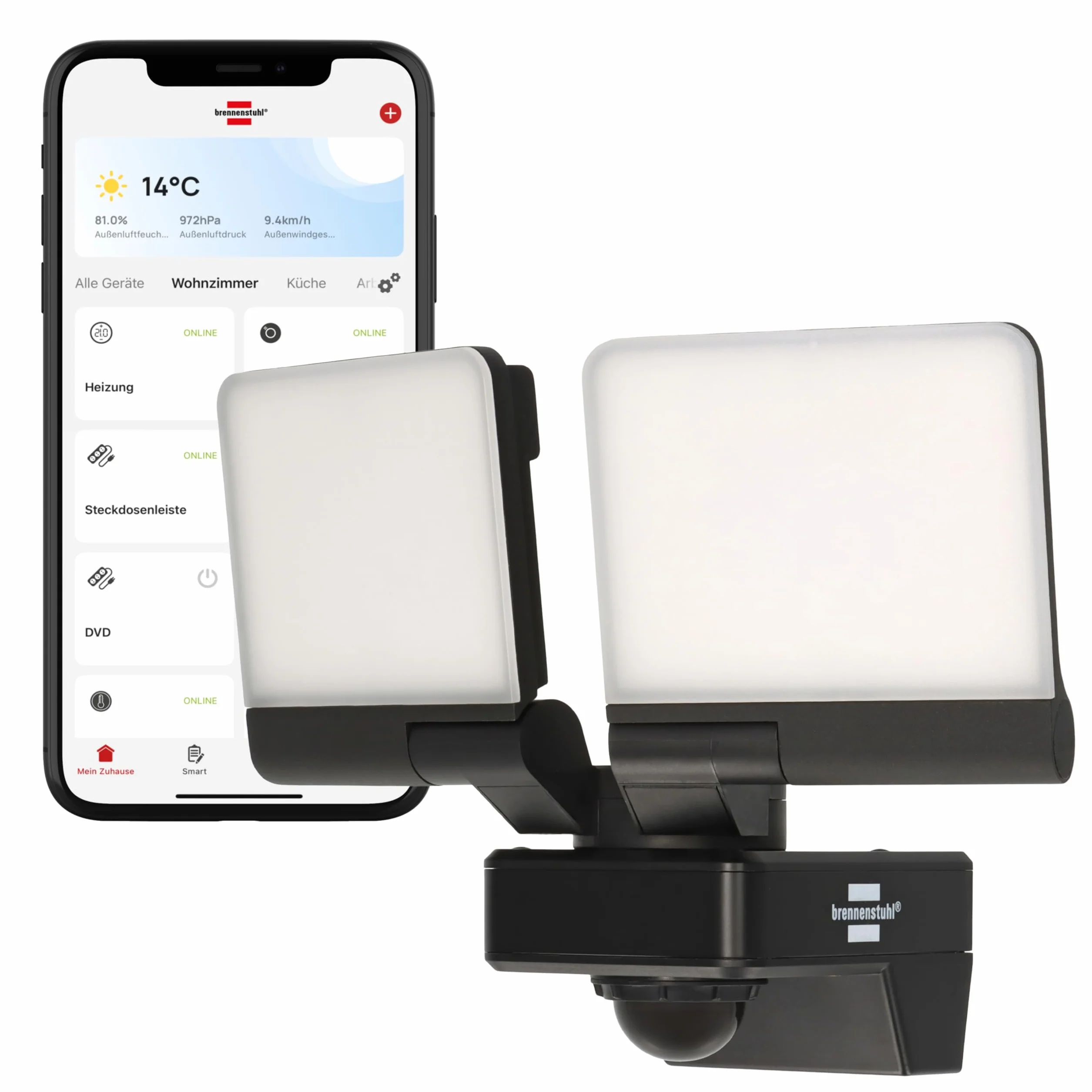 Brennenstuhl Connect WiFi LED Reflektor WFD 3051 P 36W 4300lm IP54 z czujnikiem ruchu