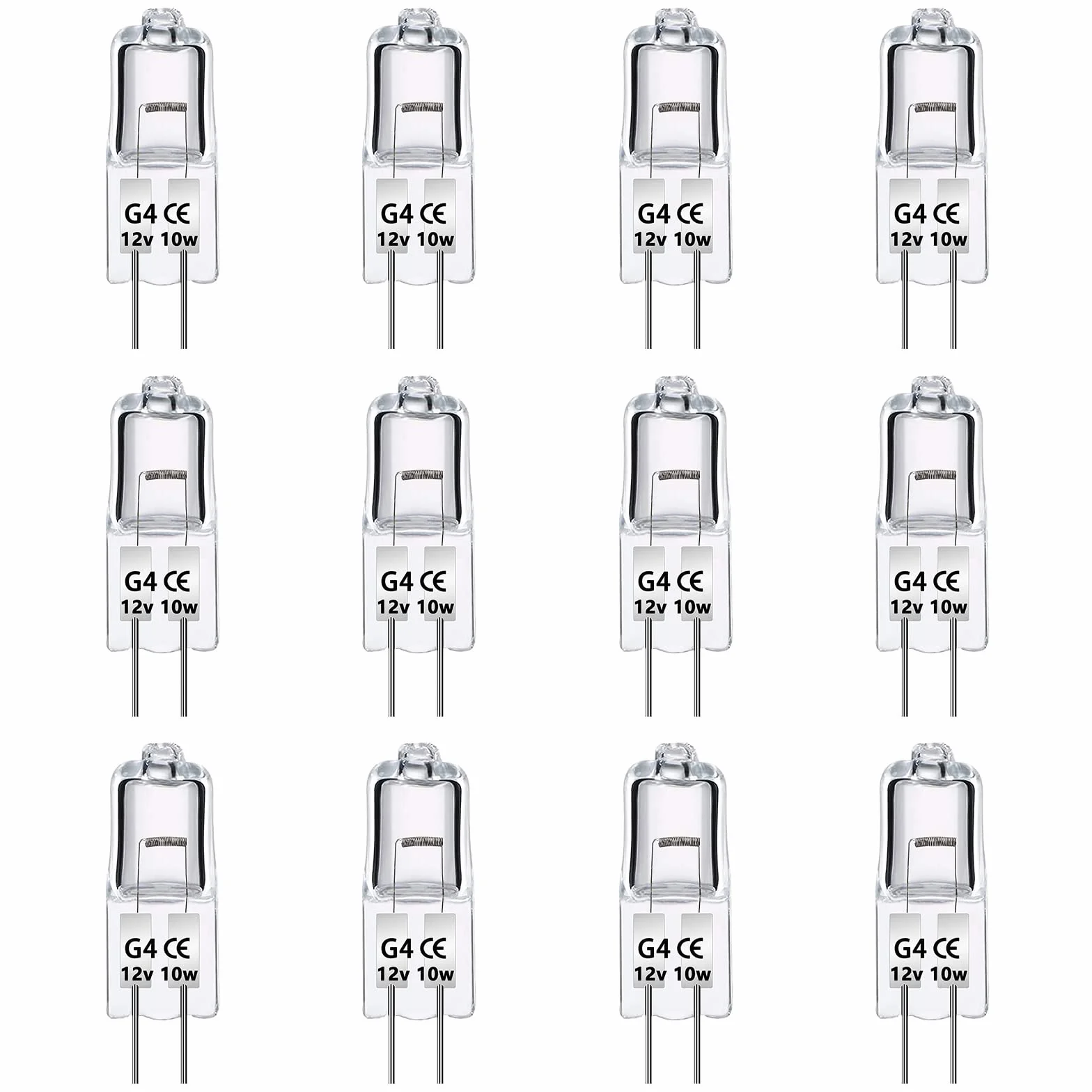 Zestaw 12 żarówek halogenowych G4 12V 10W ciepła biel 2700K 140lm