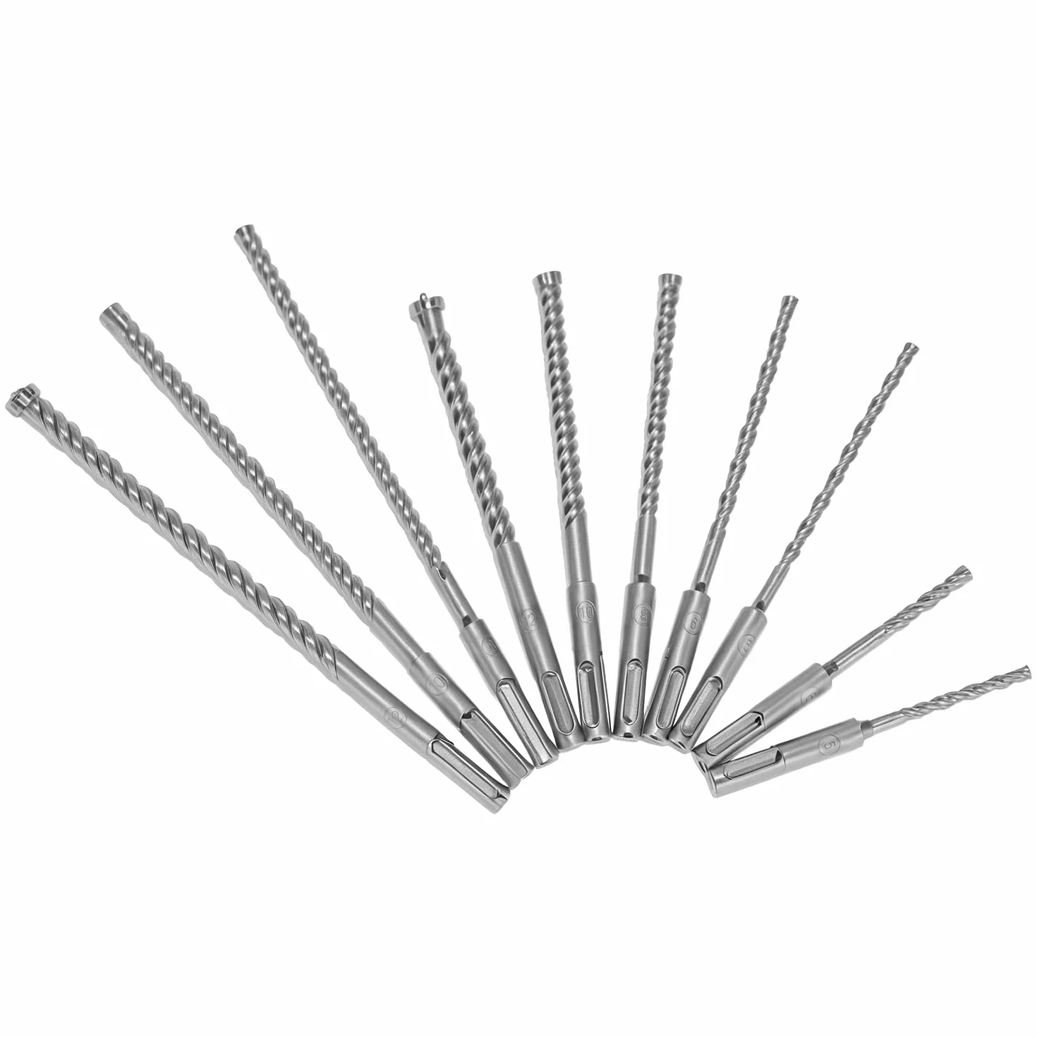 QWORK zestaw wierteł SDS Plus 4-ostrzowy 10 sztuk Ø 5-12 mm długość 110-210 mm