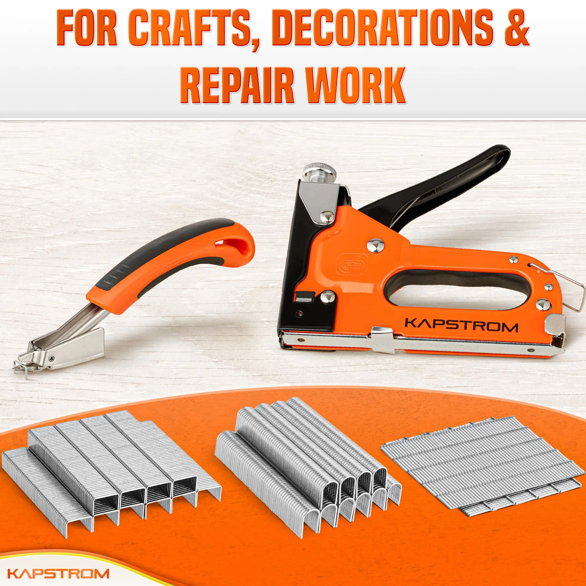 5-in-1 Heavy-Duty Staple Gun Set with 1500 Staples for Woodworking Upholstery Crafts