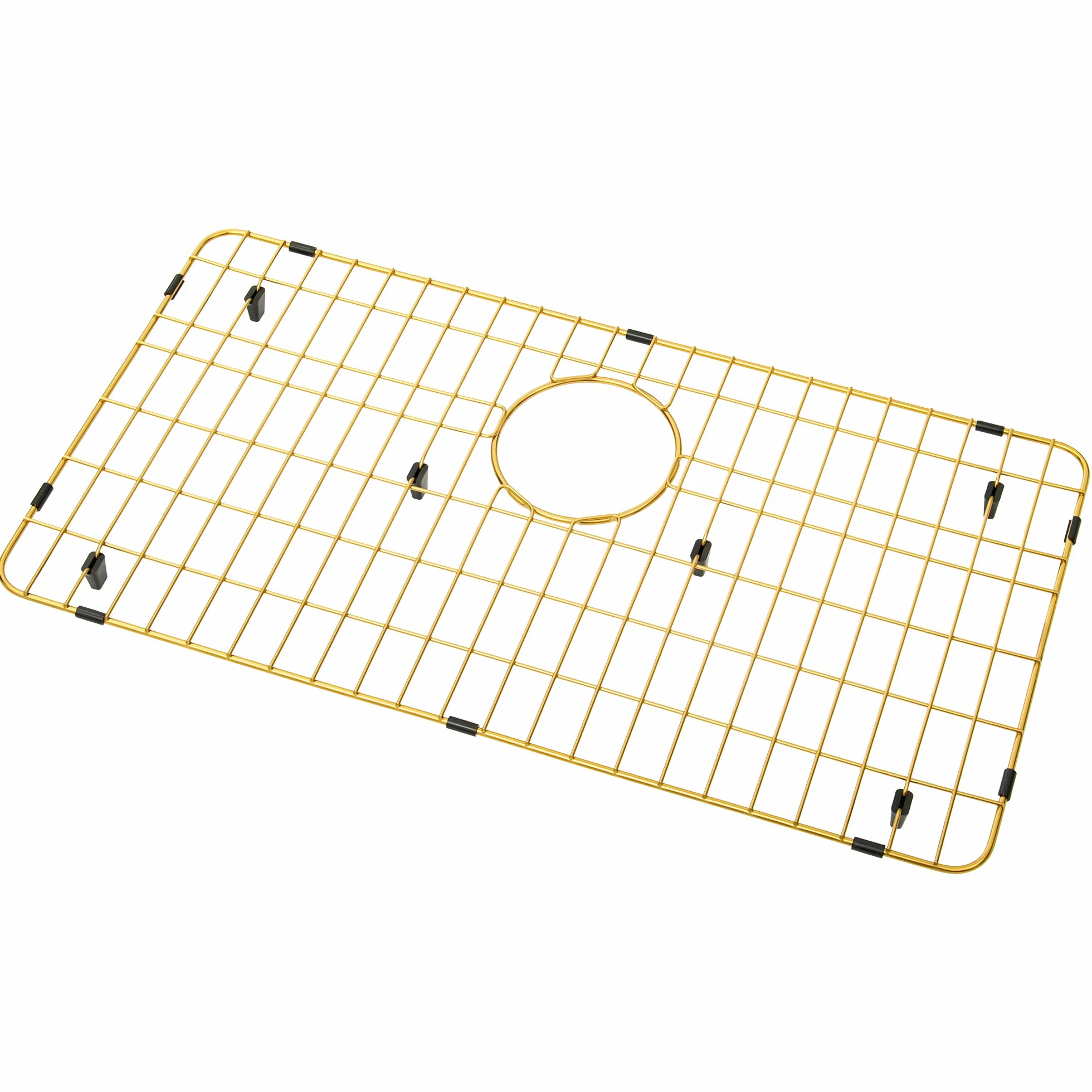Kratka kuchenna stal nierdzewna na dno zlewu 66 cm x 35 cm z tylnym odpływem złoty