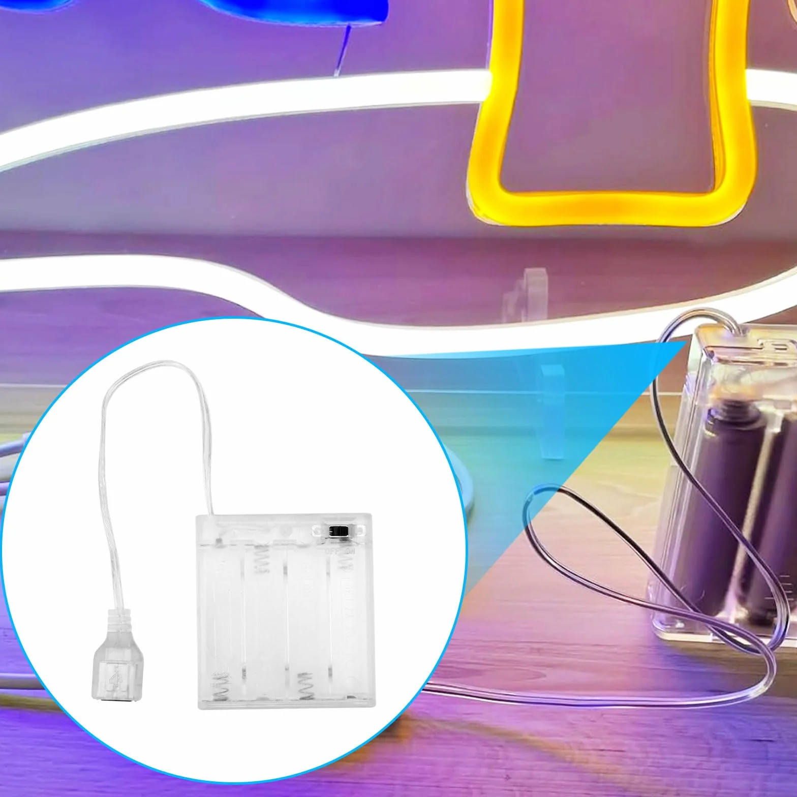 Przenośny Zestaw Baterii do Neonów LED 5V-6V, Zasilacz USB na Baterie