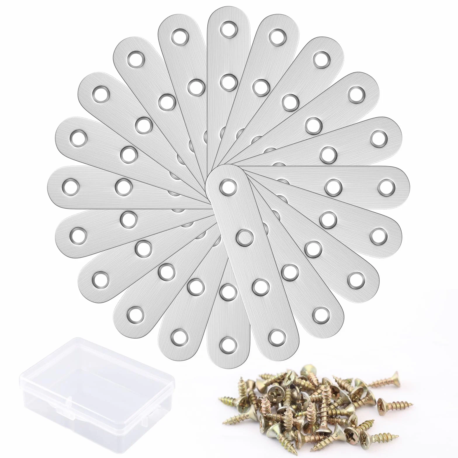 Łącznik stalowy płaski 77x16x1,8 mm stal nierdzewna 20 sztuk