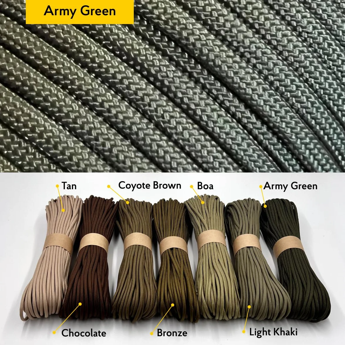 Paracord 4mm 100% Nylonowa Lina 550 Typ III 35 kolorów 10m 15m 30m 50m 100m 300m