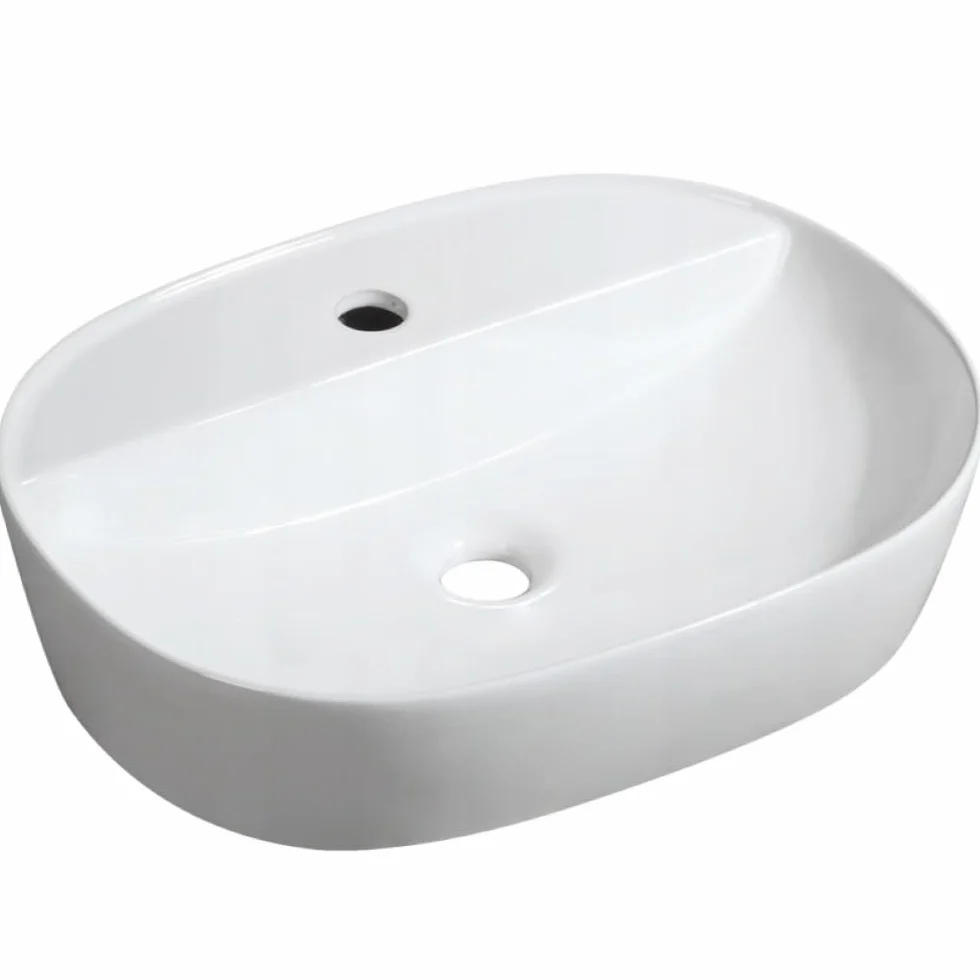 Umywalka nablatowa ceramiczna biała 60x40x12 cm połyskowa