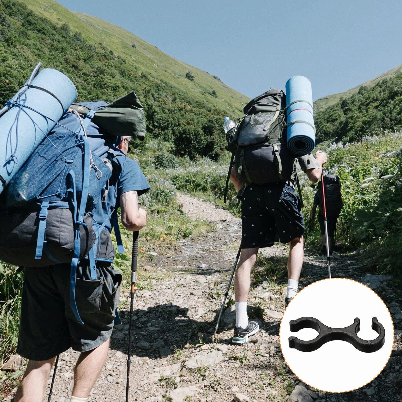 PATIKIL Klipsy do kijków trekkingowych, akcesoria do kijków trekkingowych, podwójne złącze klamry do wędrówek na świeżym powietrzu, na kemping