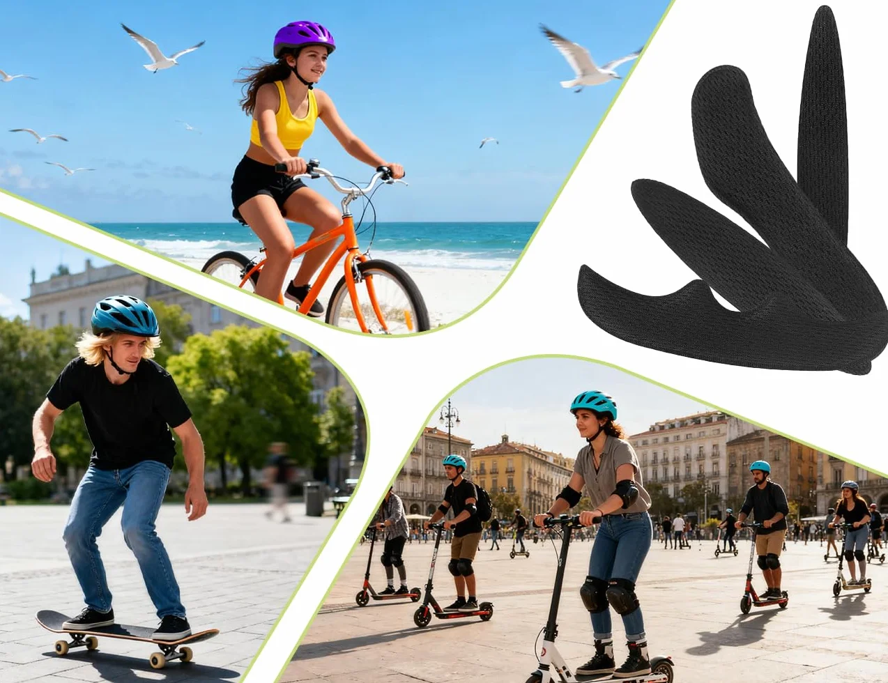 24 szt. Wymienne podkładki do kasku rowerowego, uniwersalne wymienne wkładki do kasku rowerowego, uchwyty piankowe z punktami zatrzaskowymi, do jazdy na rowerze miejskim i outdoorowym (czarny