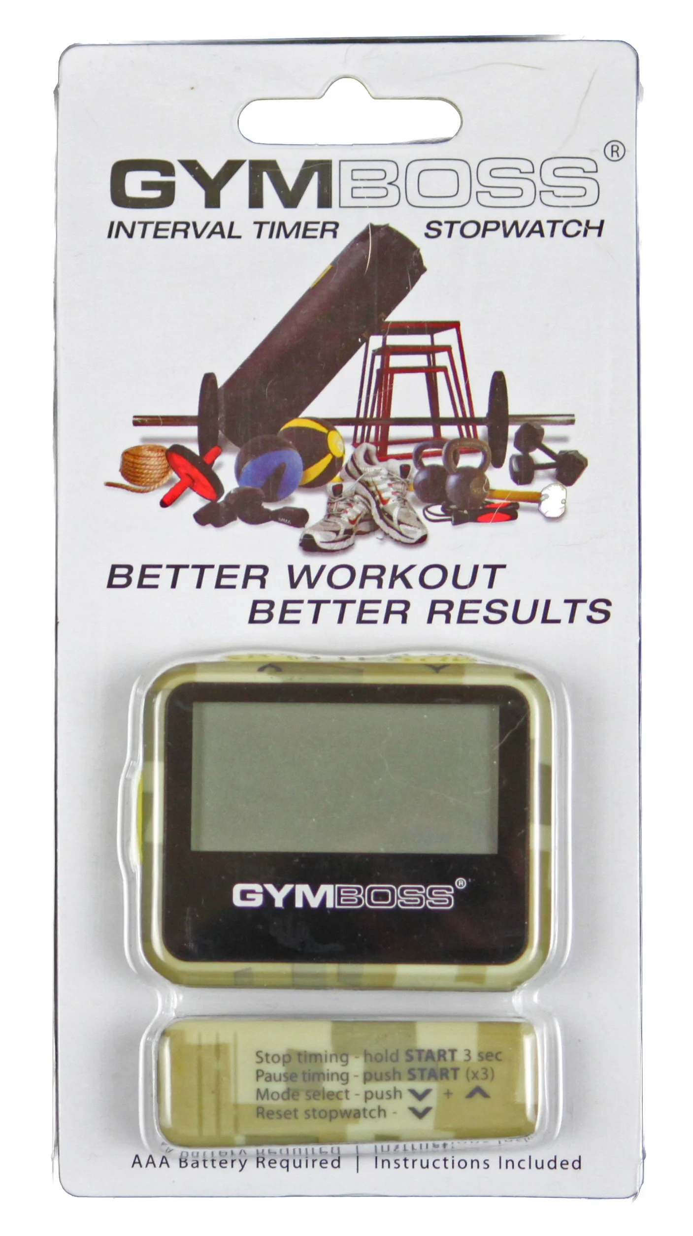 Gymboss Timer interwałowy i stoper zielony kolory kamuflażu/żółty miękka powłoka