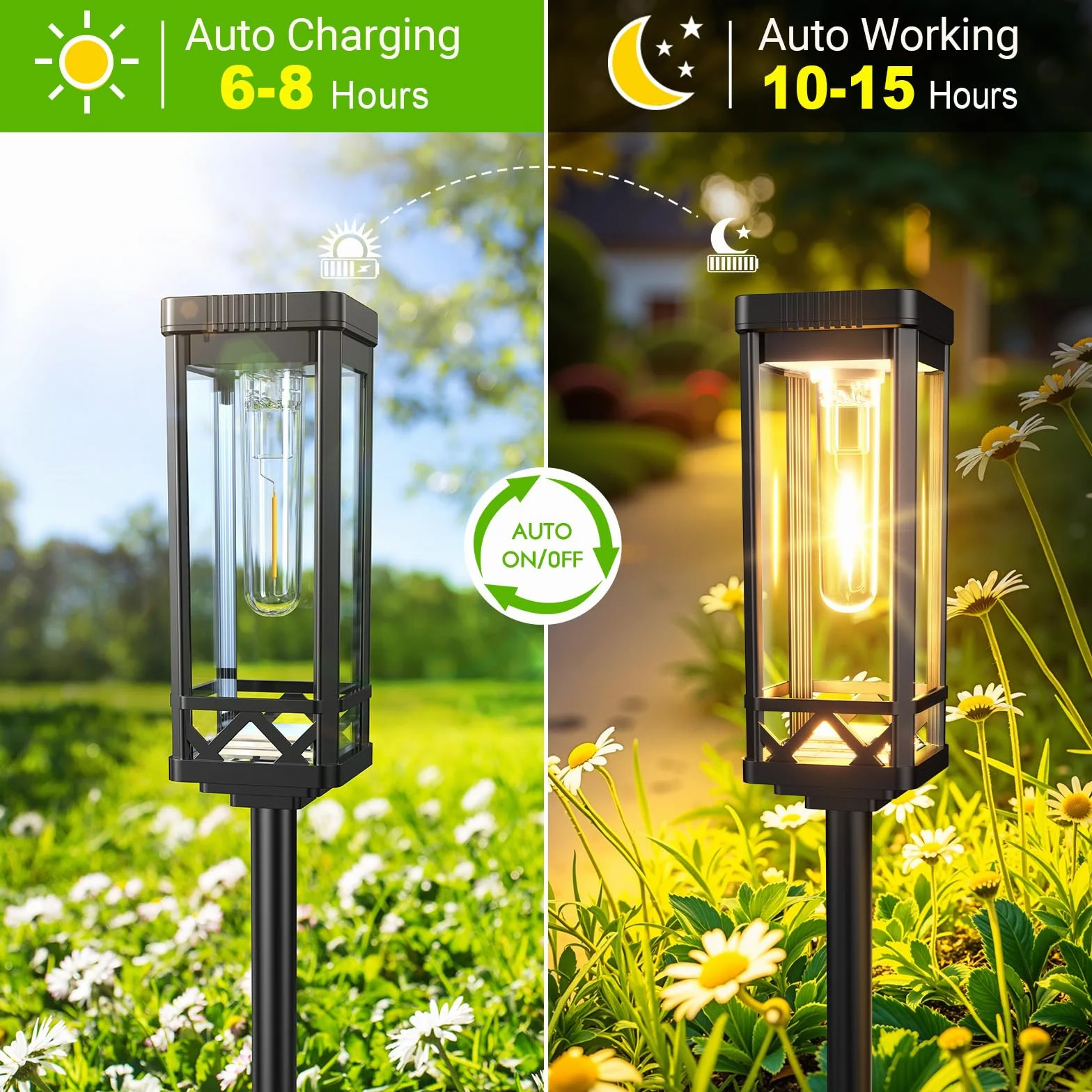 BUCASA Duże lampy solarne zewnętrzne 8 sztuk 1000 mAh IP65 wodoodporne