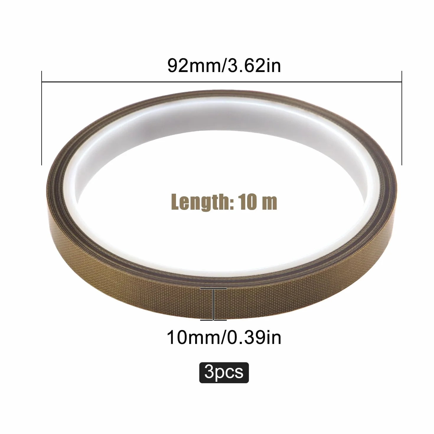 Taśma PTFE 3 Sztuki, Samoprzylepna Wysokotemperaturowa 10mm x 10m do Zgrzewarki