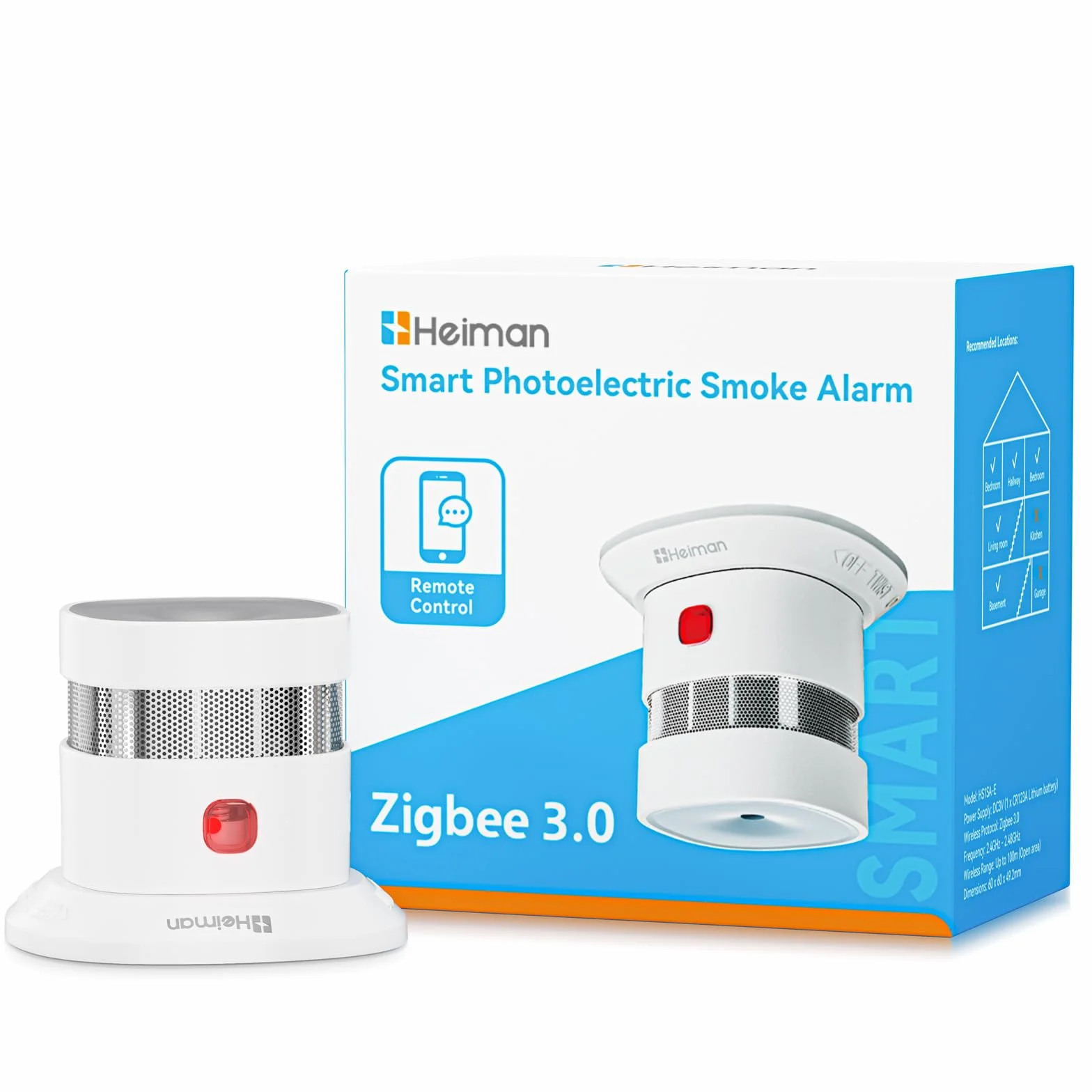 HEIMAN Inteligentny czujnik dymu HS1SA-E Plus Zigbee 3.0 DBI czujnik pożaru fotoelektryczny automatyka domowa ZHA Z2M