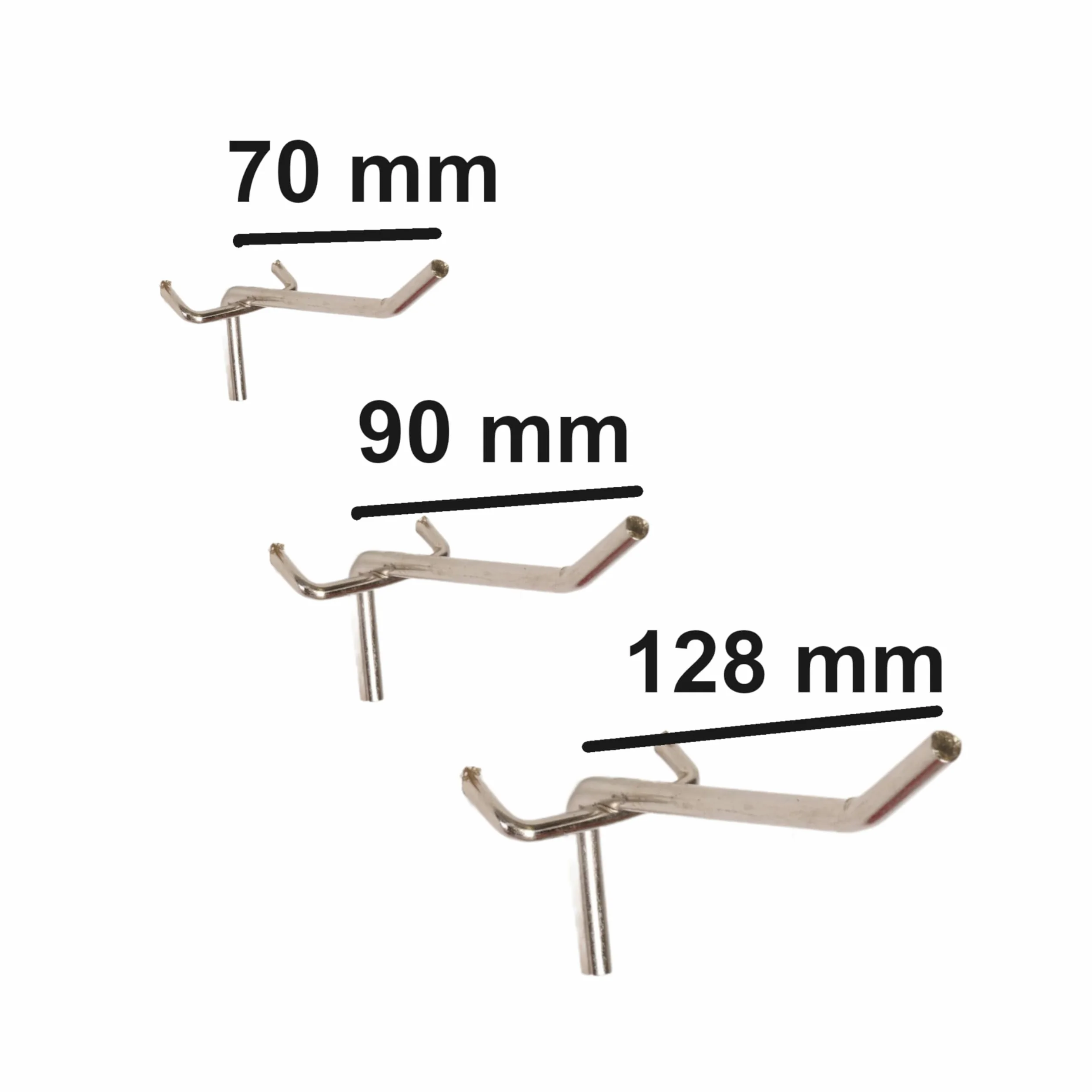 Metalowe haki do ściany perforowanej 12-częściowy zestaw ocynkowane stalowe 70-128 mm