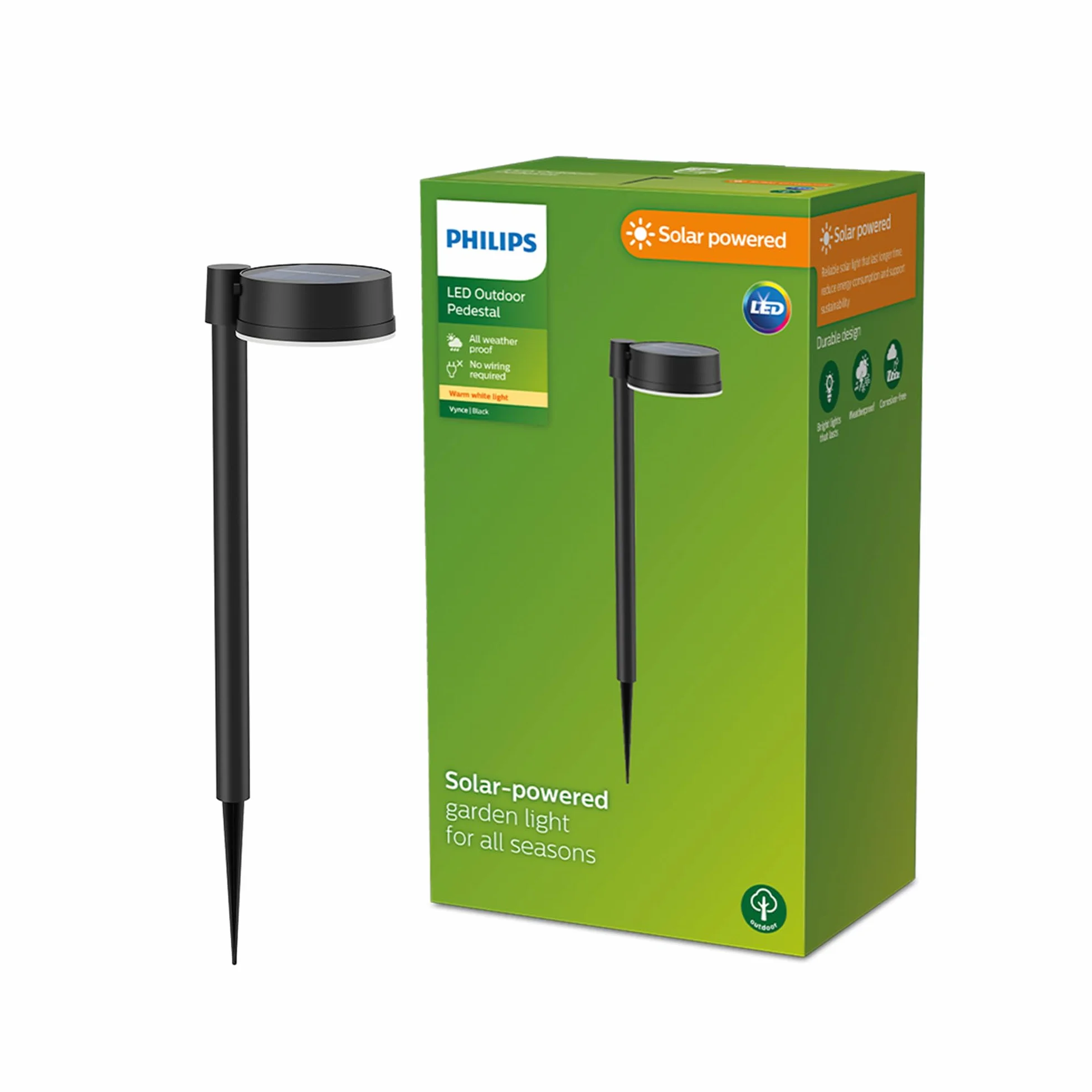 Philips Vynce Zewnętrzny Kinkiet Solarny 1.5W 2700K Czarny IP44