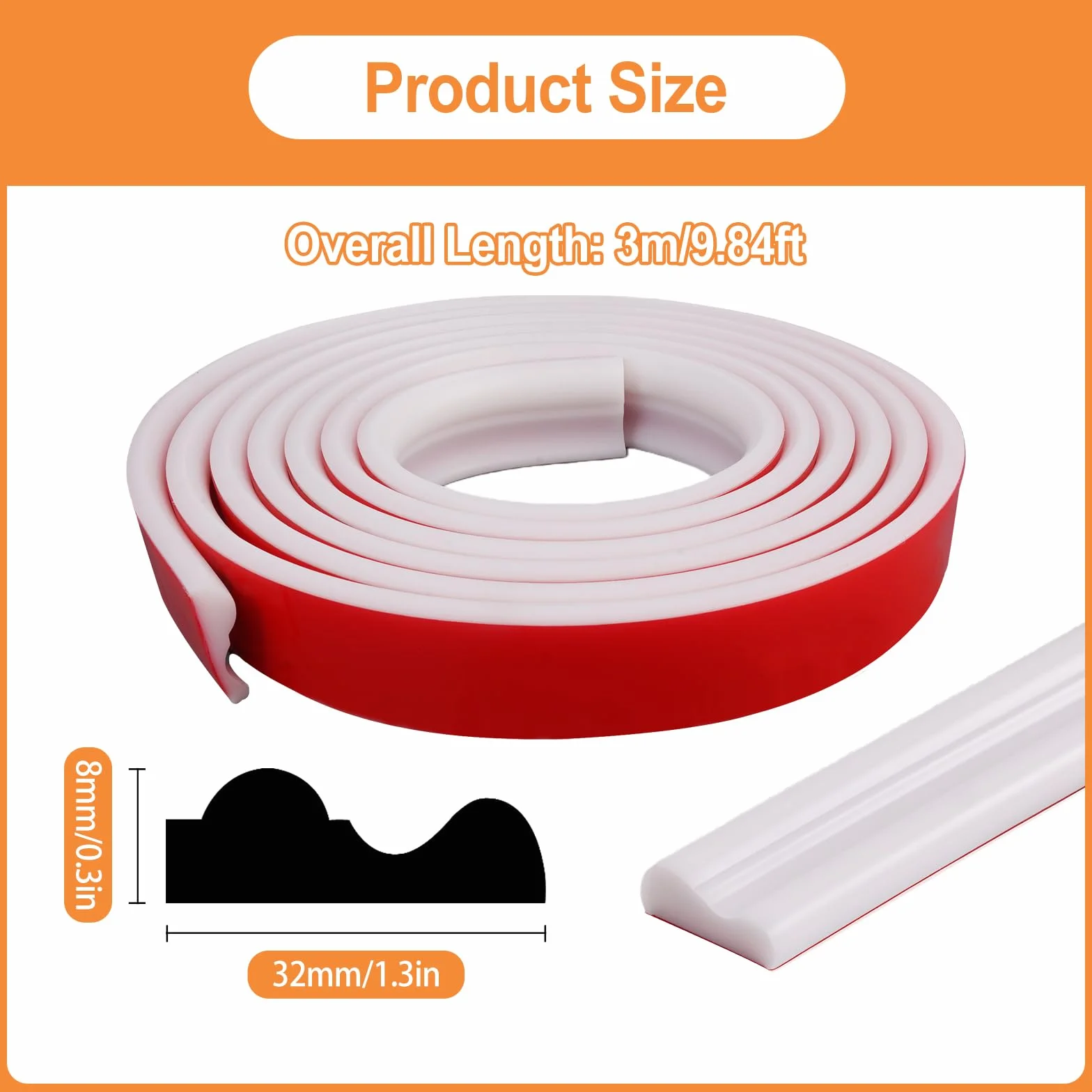 Listwy sztukatorskie TPE peel and stick 3 m x 32 mm samoprzylepne wodoodporne elastyczne dekoracja ścienna