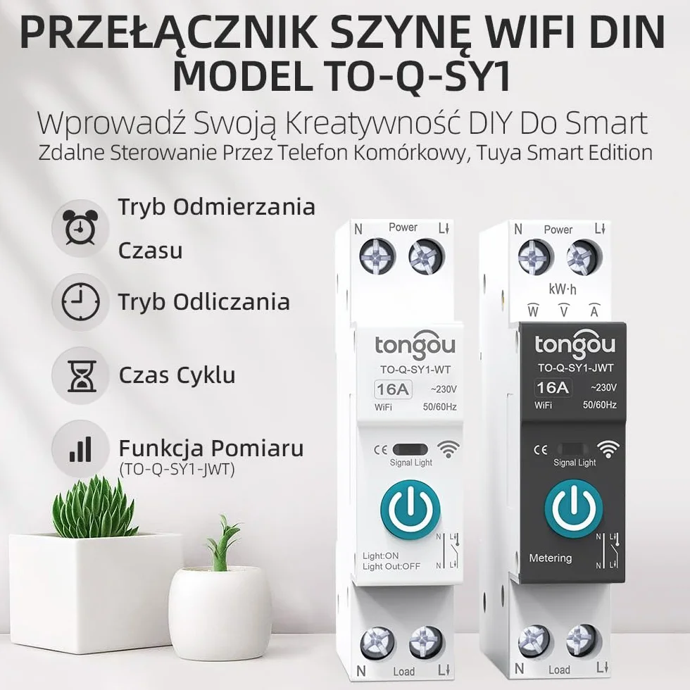 Smart Life WIFI 1P szyna DIN inteligentny przełącznik TUYA APP 16A