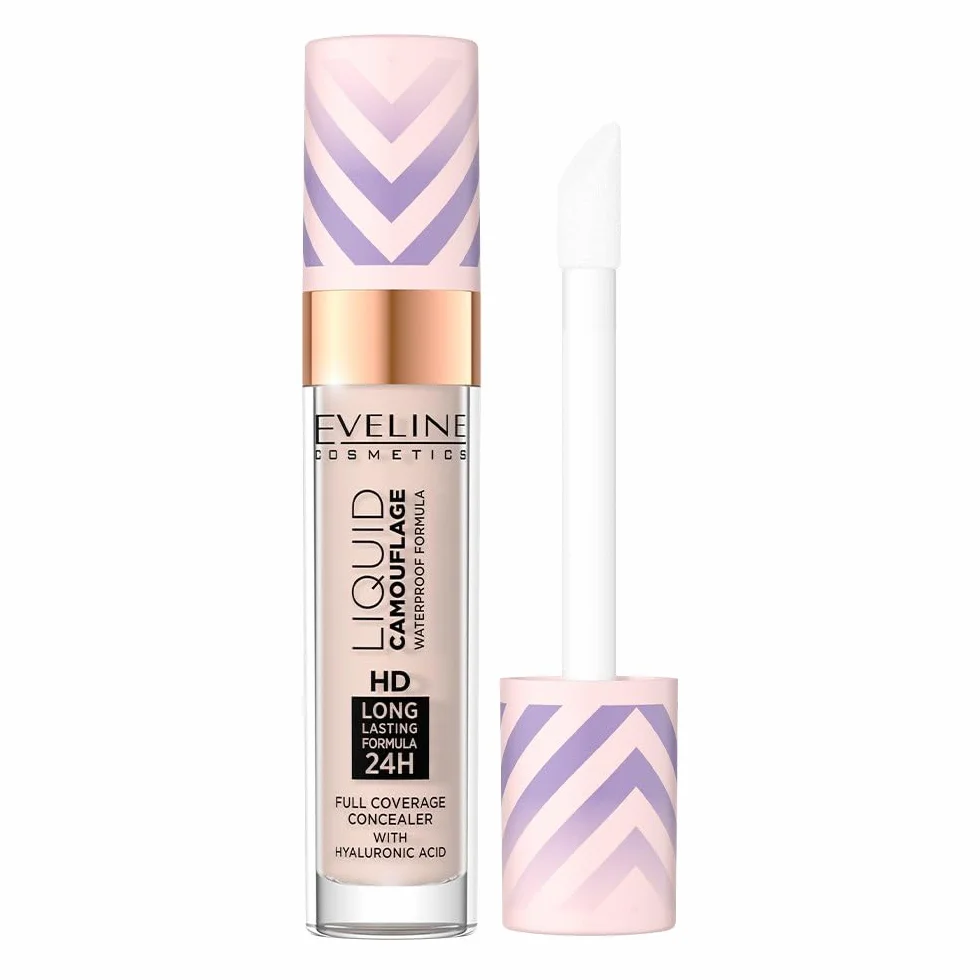 Eveline Cosmetics Liquid Camouflage wodoszczelny korektor z kwasem hialuronowym – nr 02 | Nowa edycja Liquid Camouflage zapewnia nieskazitelne krycie i korzyści pielęgnacyjne skóry