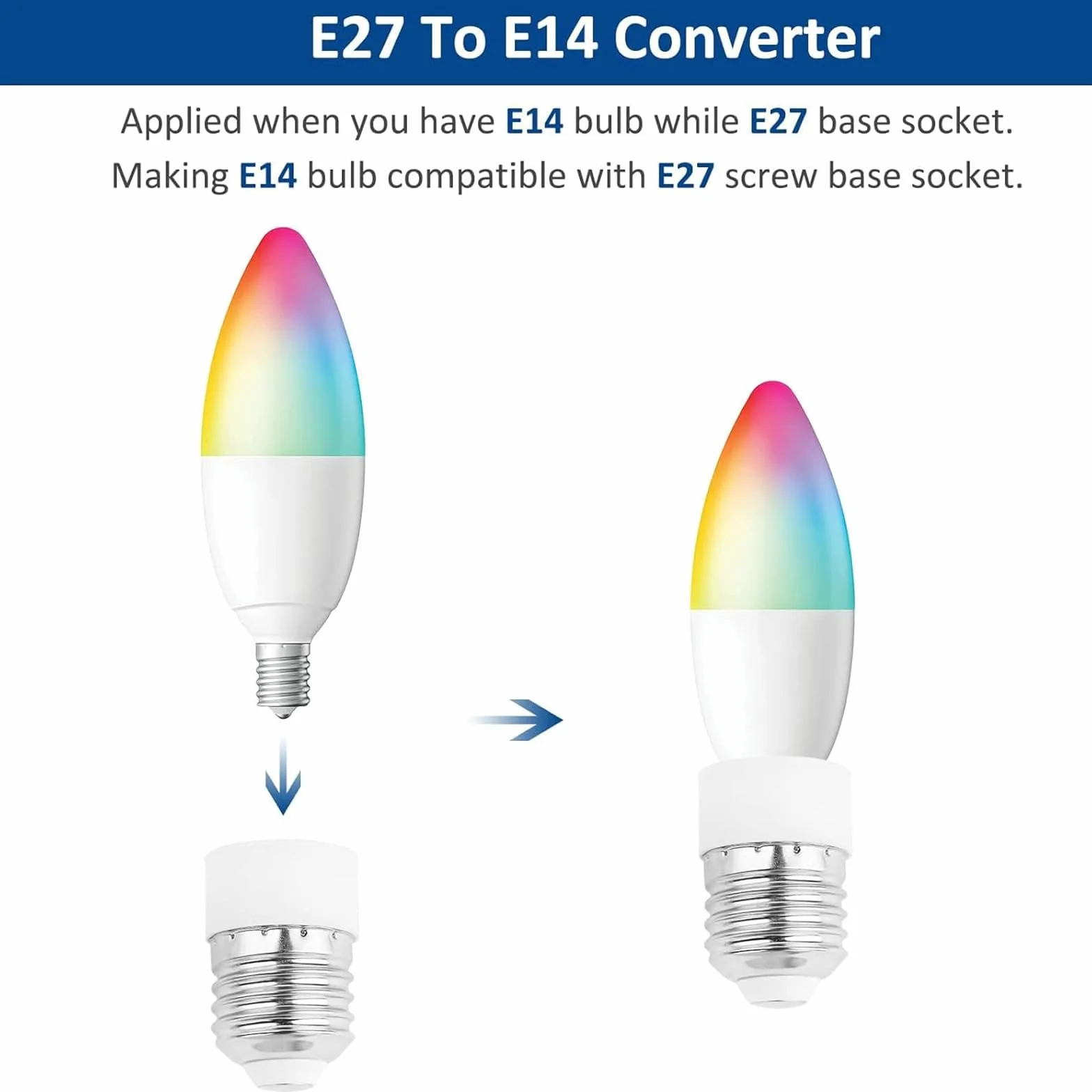Akynite Adapter E27 na E14 4-pak biały metal tworzywo sztuczne odporne na wysokie temperatury
