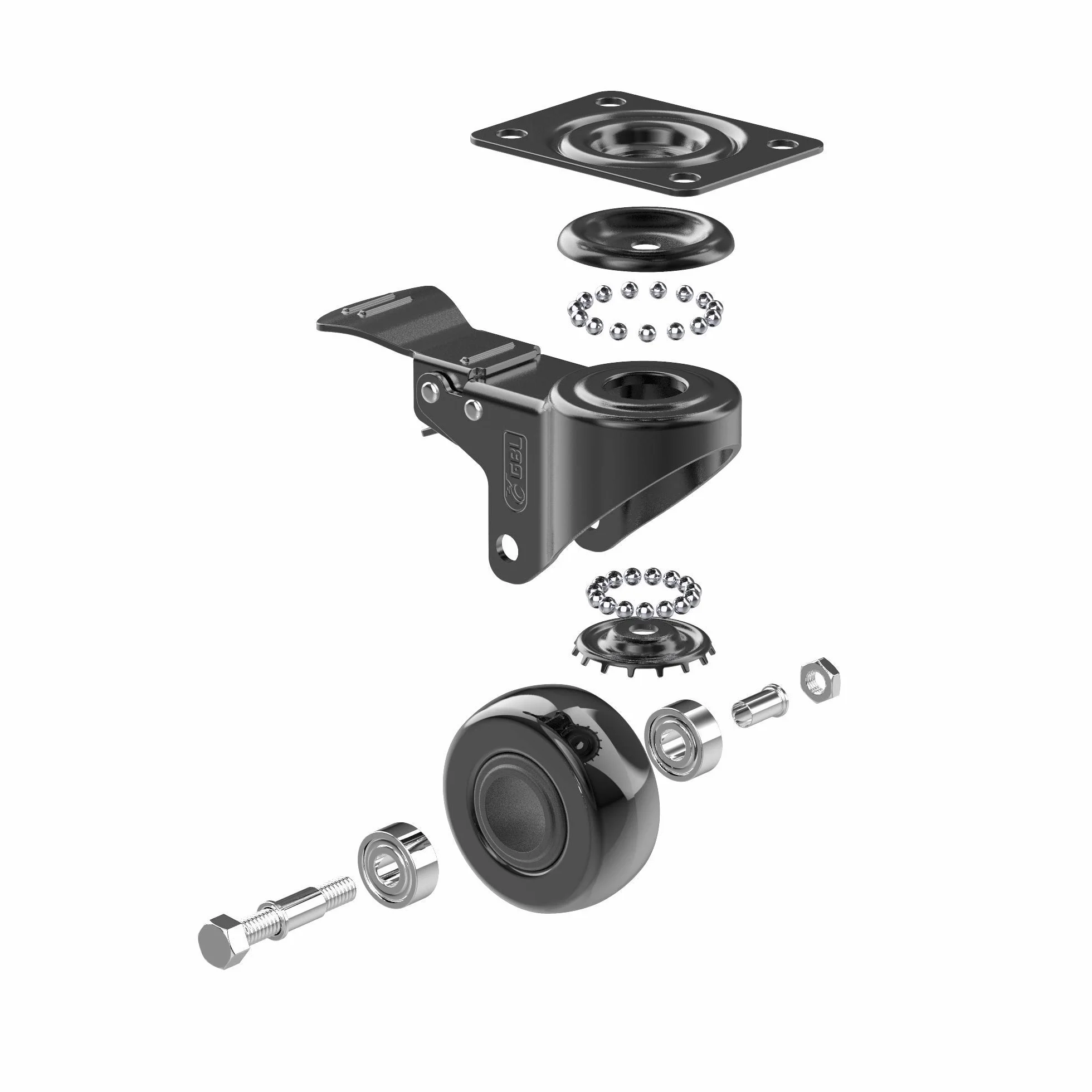 GBL 2 Heavy Duty Caster Wheels with Brakes 440Lbs Dolly Wheels for Furniture Trolley Workbench