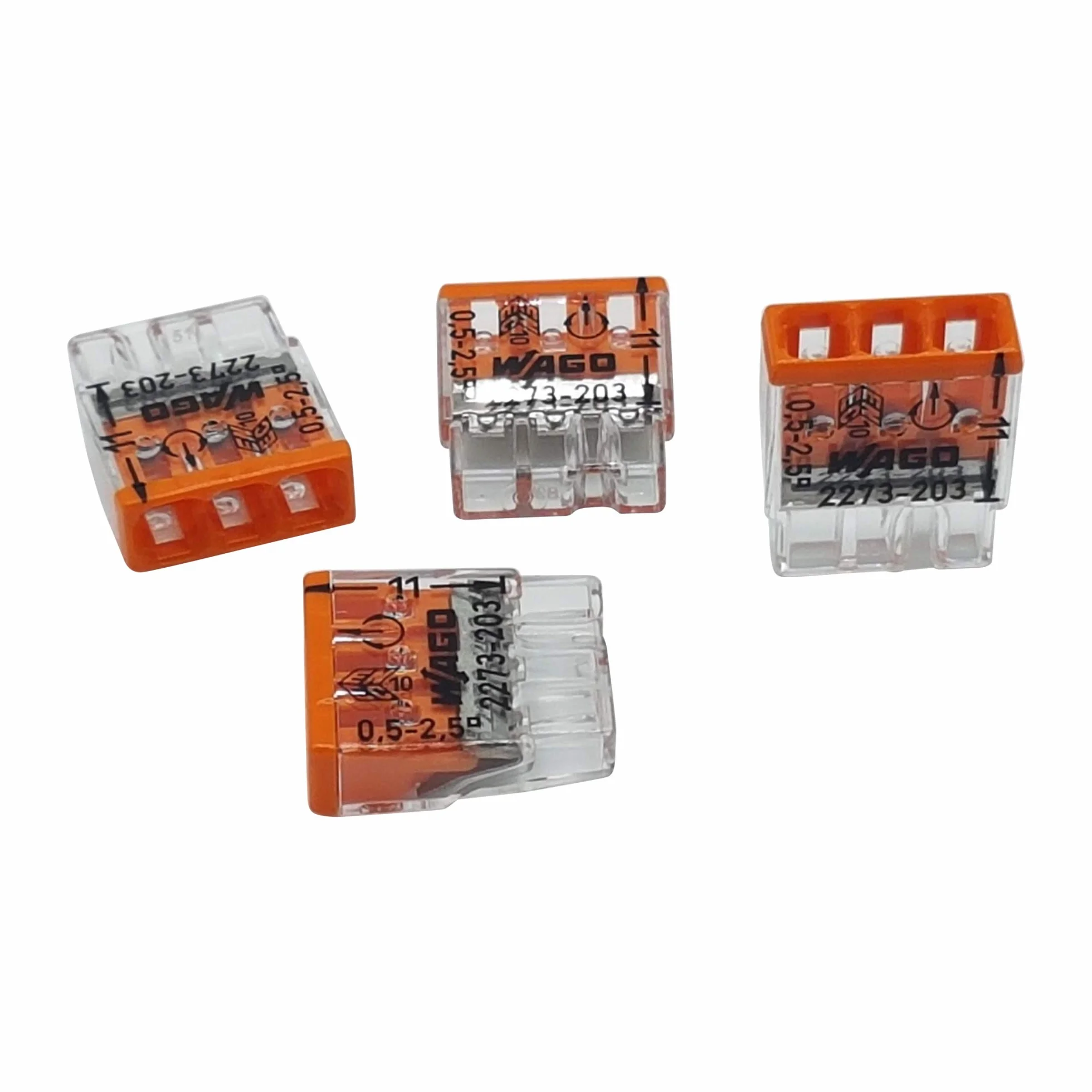 Bluecool Wago 2273-203 Zestaw 30 zacisków puszek 3-pinowy 0,5-2,5 mm² przezroczysty/pomarańczowy