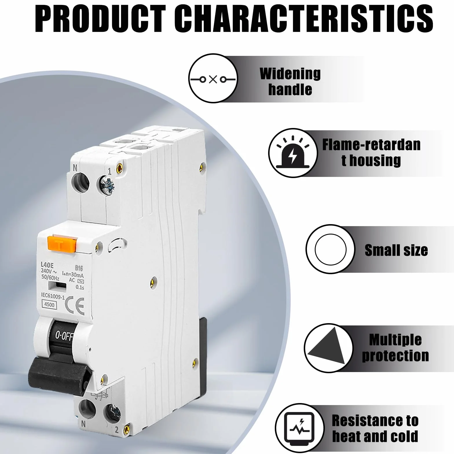 GOMETY Wyłącznik ochronny FI B16 30 mA RCBO RCD 6 kA 1P+N Typ A różnicowoprądowy 16 A 230 V FI/LS montaż na szynie DIN