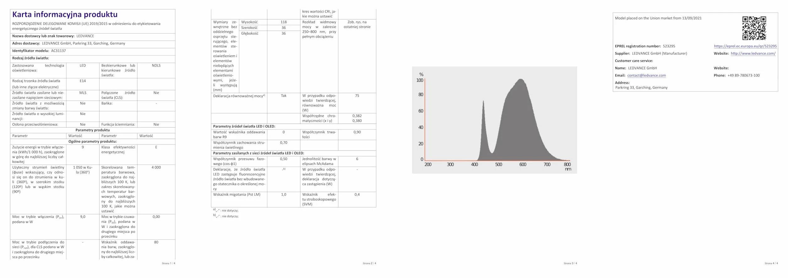 OSRAM STAR STICK LED Żarówka E14 4000K 9-10W 75W Zimna Biel Matowa