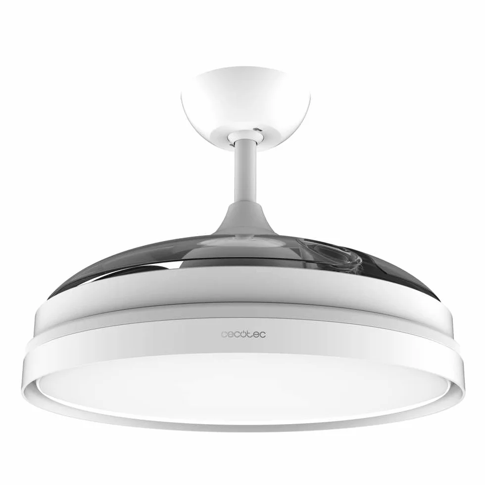 Cecotec EnergySilence Aero 4280 wentylator sufitowy z wysuwanymi skrzydłami i lampą, niewidzialny, biały, 40 W, średnica 106 cm, timer, 3 odcienie światła, funkcja lata/zima