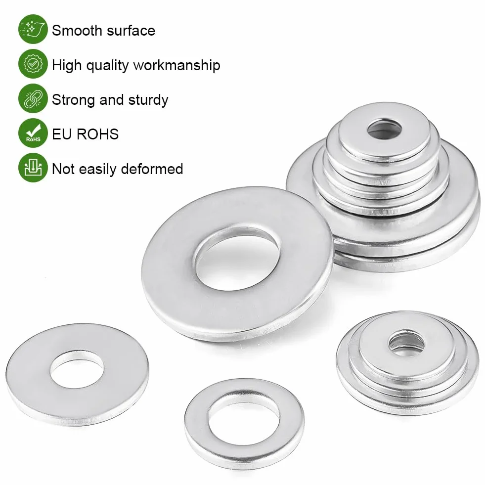 Flintronic Podkładki M5 304 Nierdzewne Płaskie 100 sztuk 15 x 1,2 mm