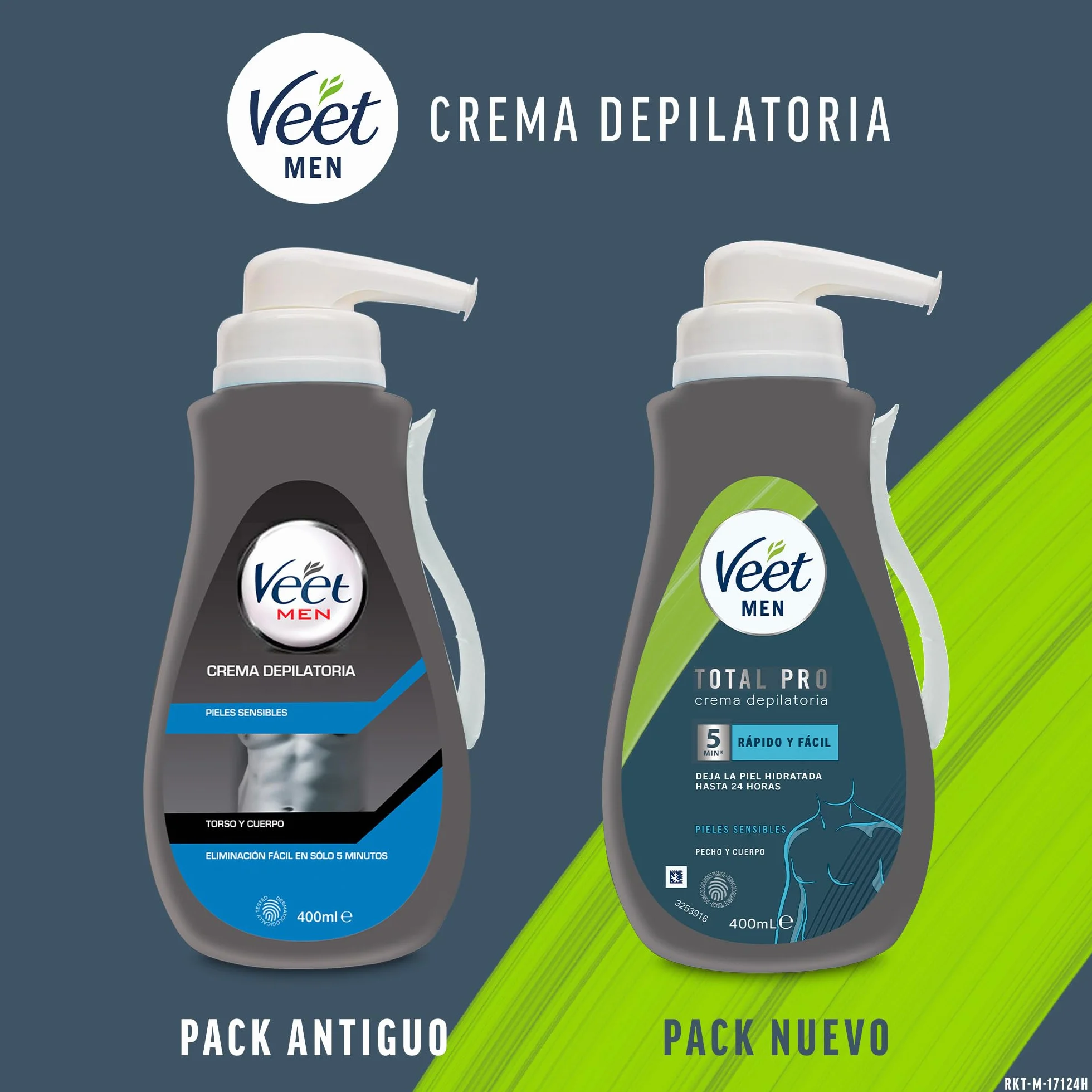 Veet Men 400ml Męski krem do depilacji z tyłu ramion i nóg, wrażliwa skóra, 400 ml z dozownikiem