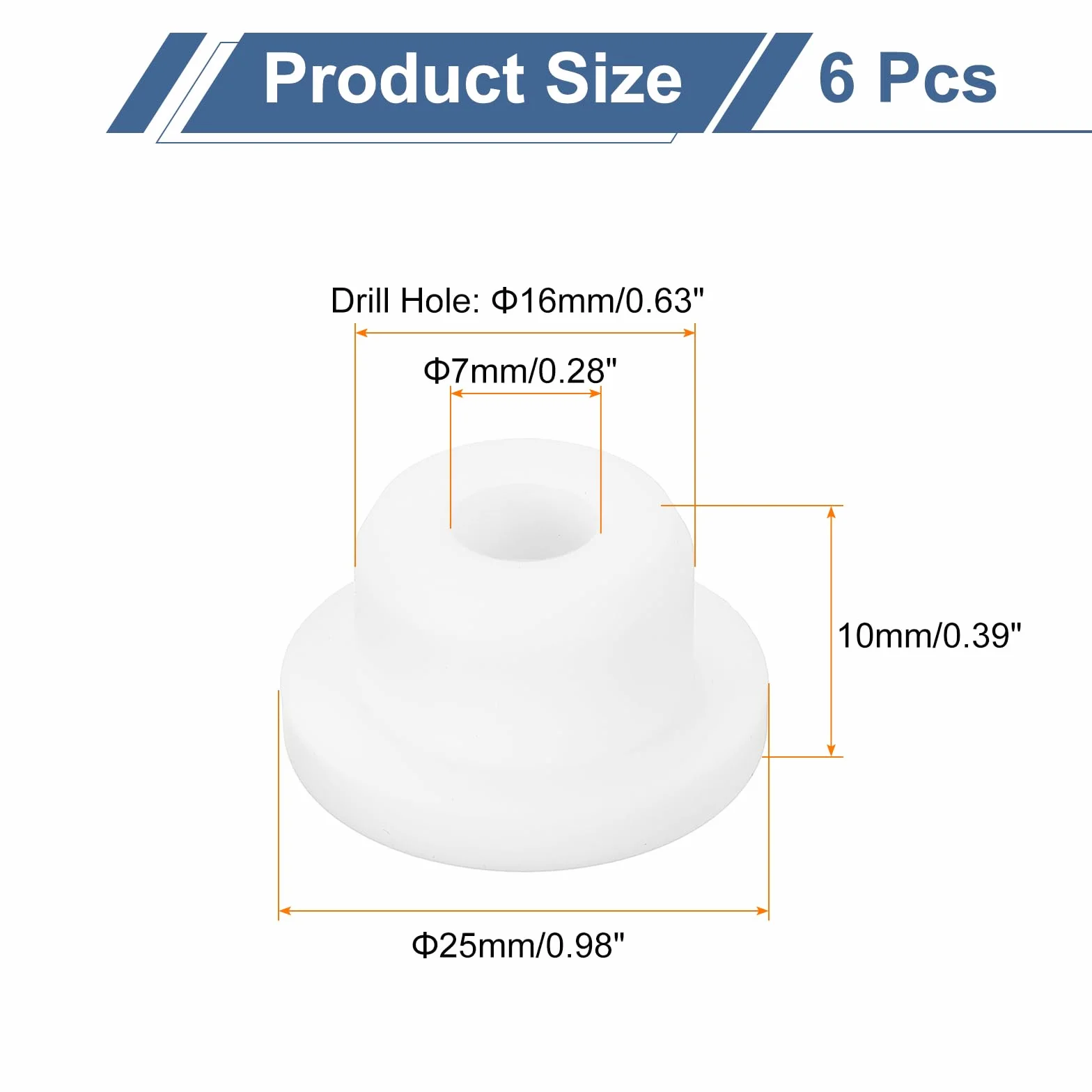 QUARKZMAN gumowe przepusty kablowe 6 sztuk 7 mm ID 16 mm biały