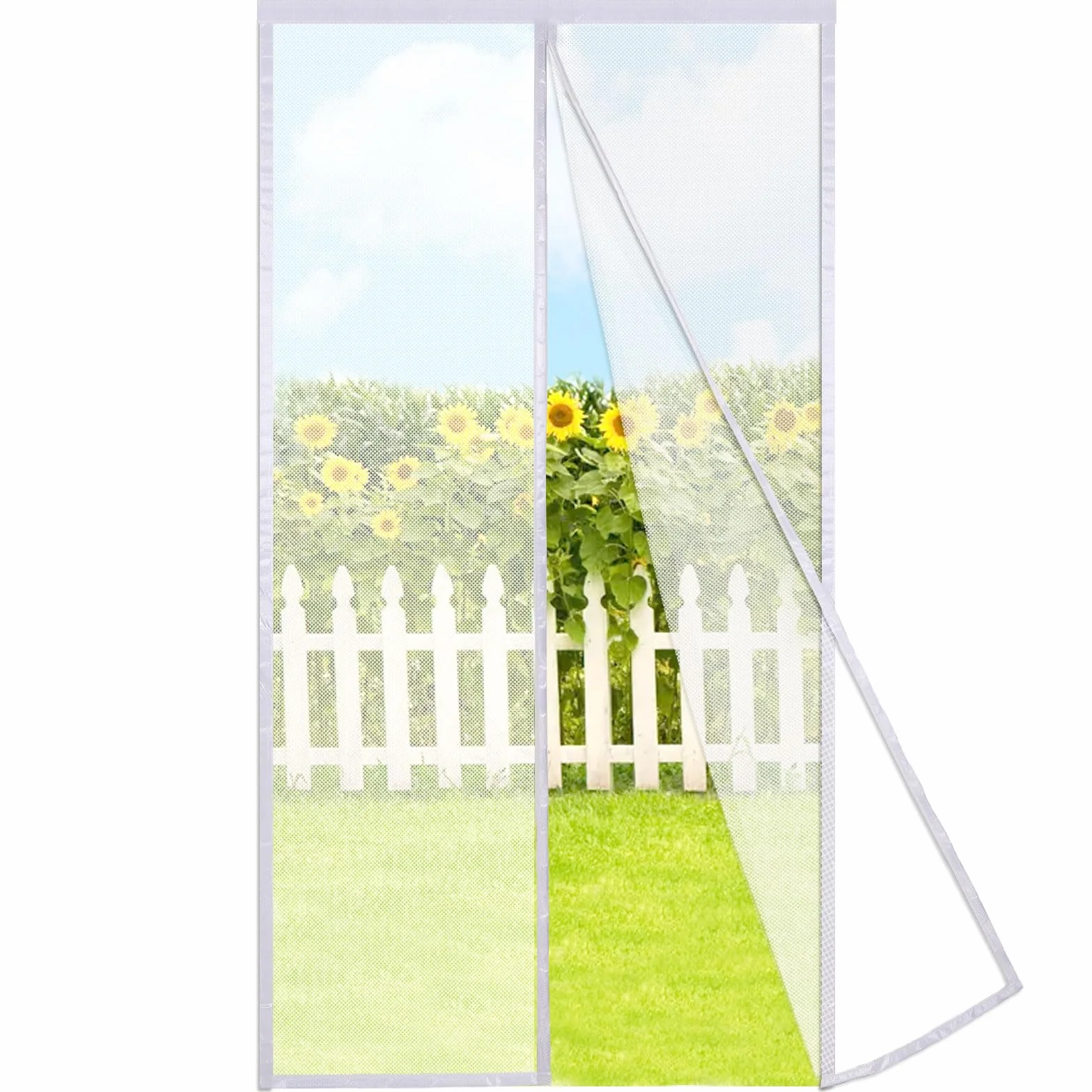Magnetyczna moskitiera 175 x 220 cm biała oddychająca zasłona na drzwi okienne z magnesami
