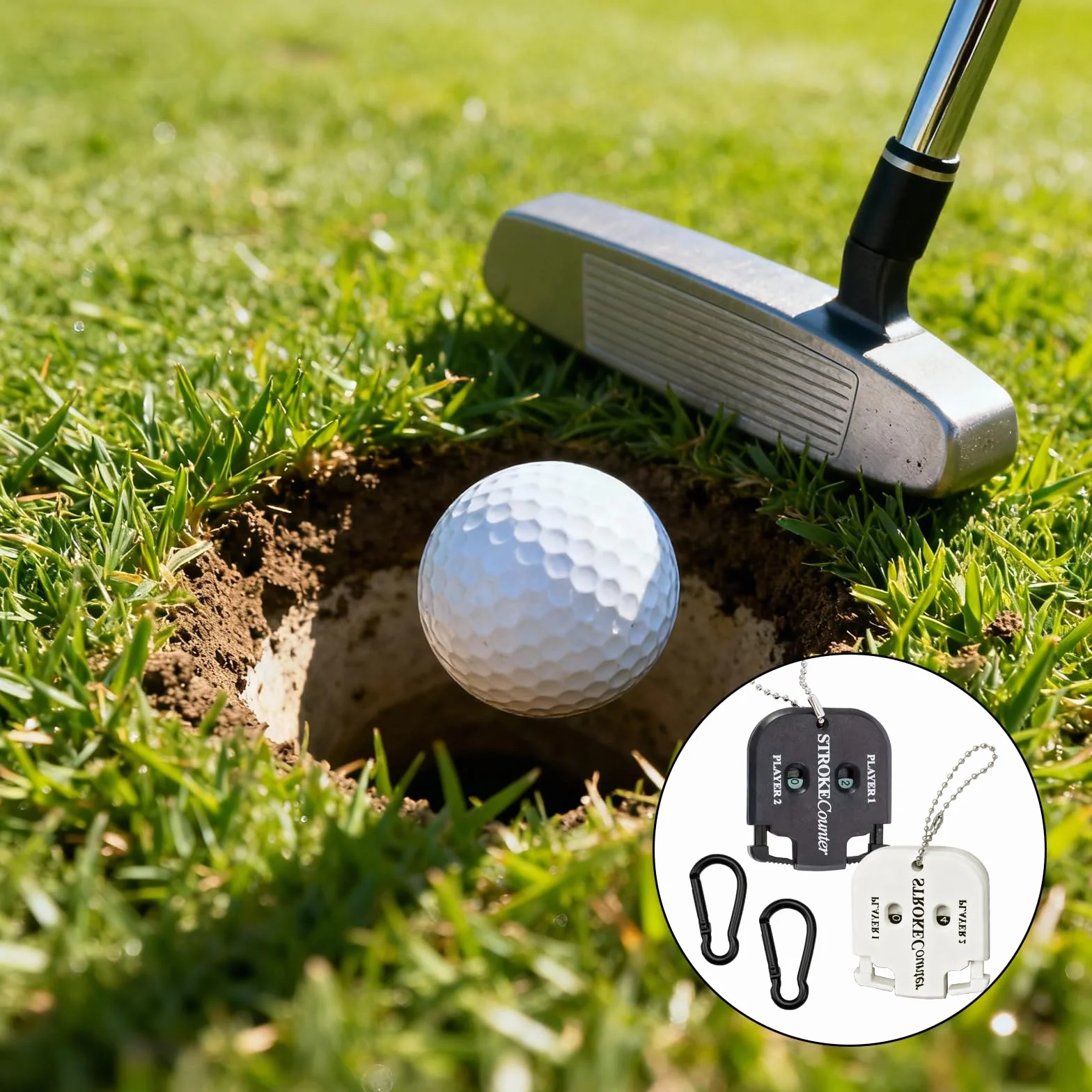Licznik wyników golfa 2 sztuki, licznik wyników golfa, licznik wyników golfa miniker, czarno-biały, z łańcuszkiem na klucze, dla bramkarza golfowego