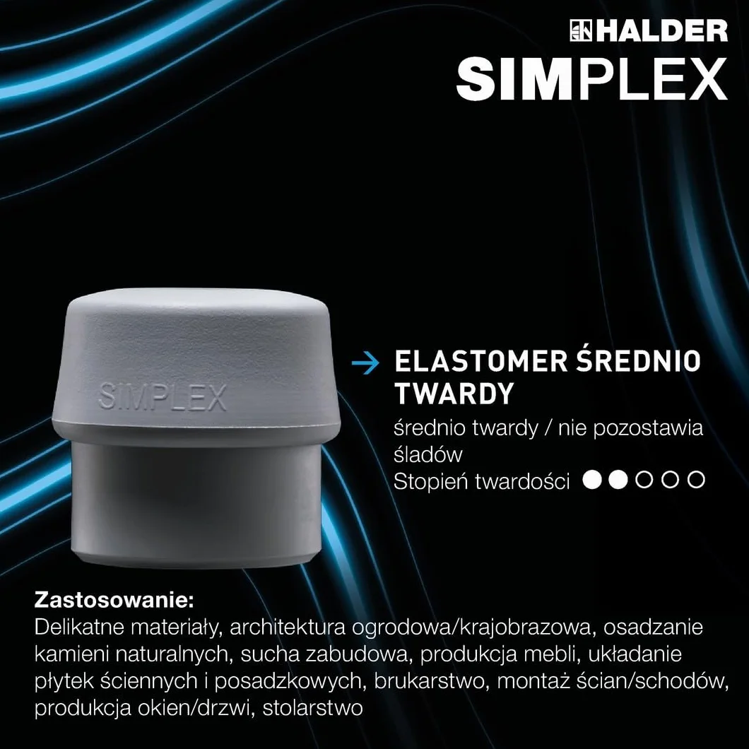Simplex młotek ochronny TPE-soft/TPE-mid żeliwo ciągliwe drewniany trzonek D=30 mm 3013.030