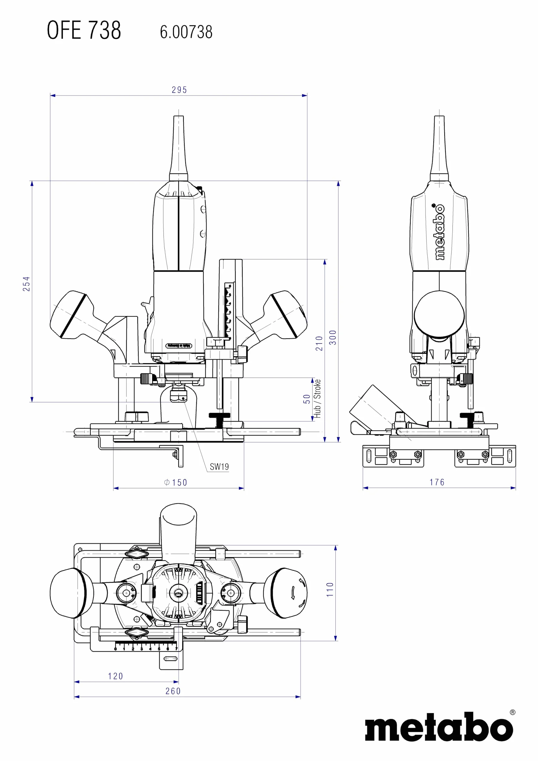 Metabo frezarka górnowrzecionowa OFE 738 710 W 4 m