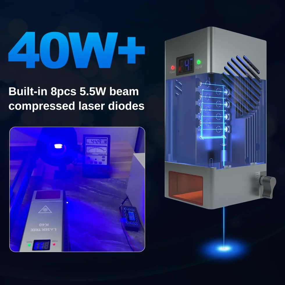 LASER TREE Moduł lasera 40 W głowica laserowa K40 niebieskie światło TTL wspomaganie powietrzne 8-wiązkowa wycinarka laserowa 24 V