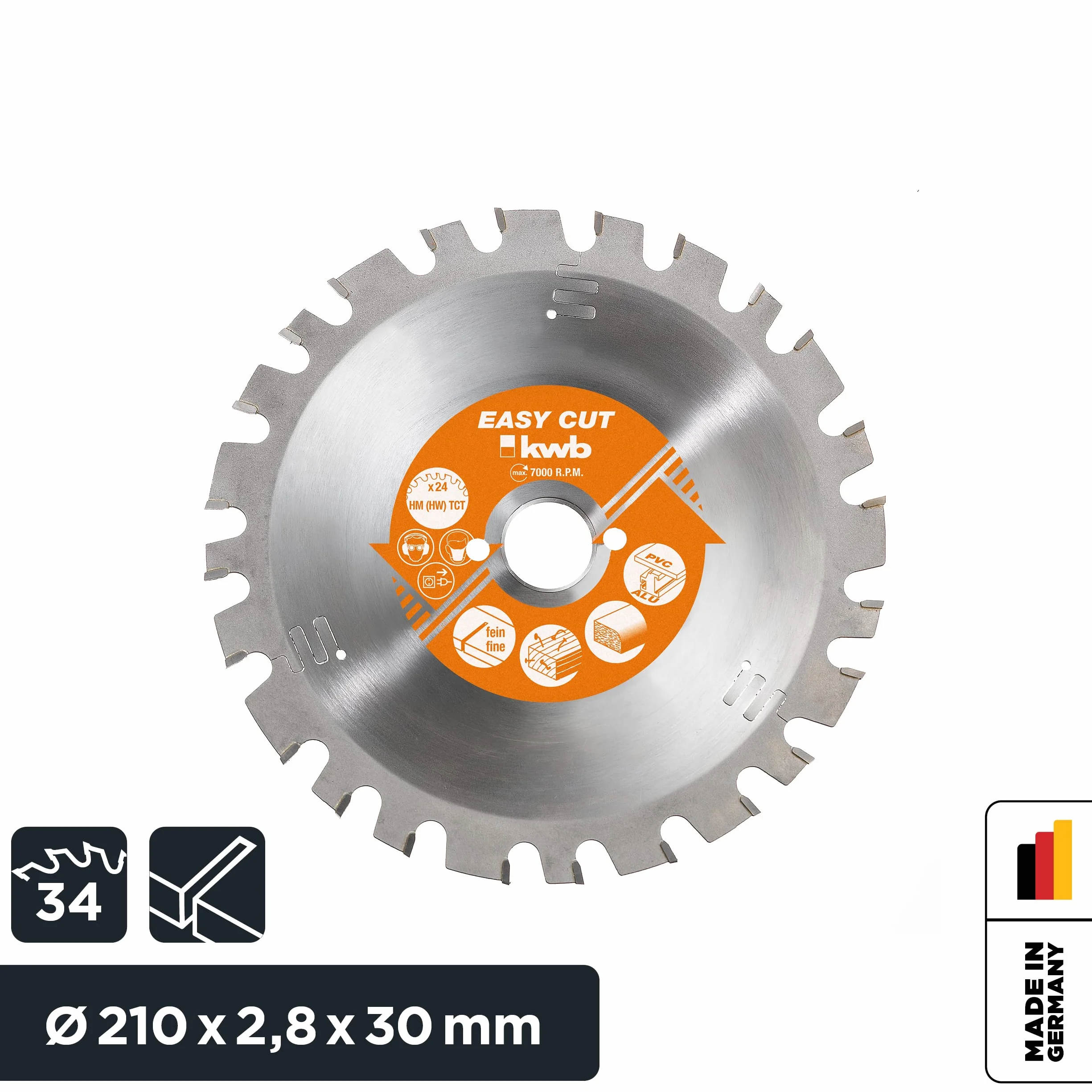 kwb Brzeszczot do piły tarczowej 210 x 30 mm, odporny na gwoździe, do drewna z metalu
