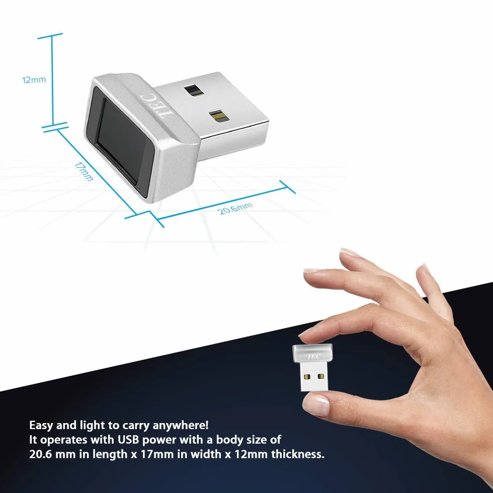TEC TE-FPA2 czytnik linii papilarnych Mini USB biometryczny skaner Windows 11/10