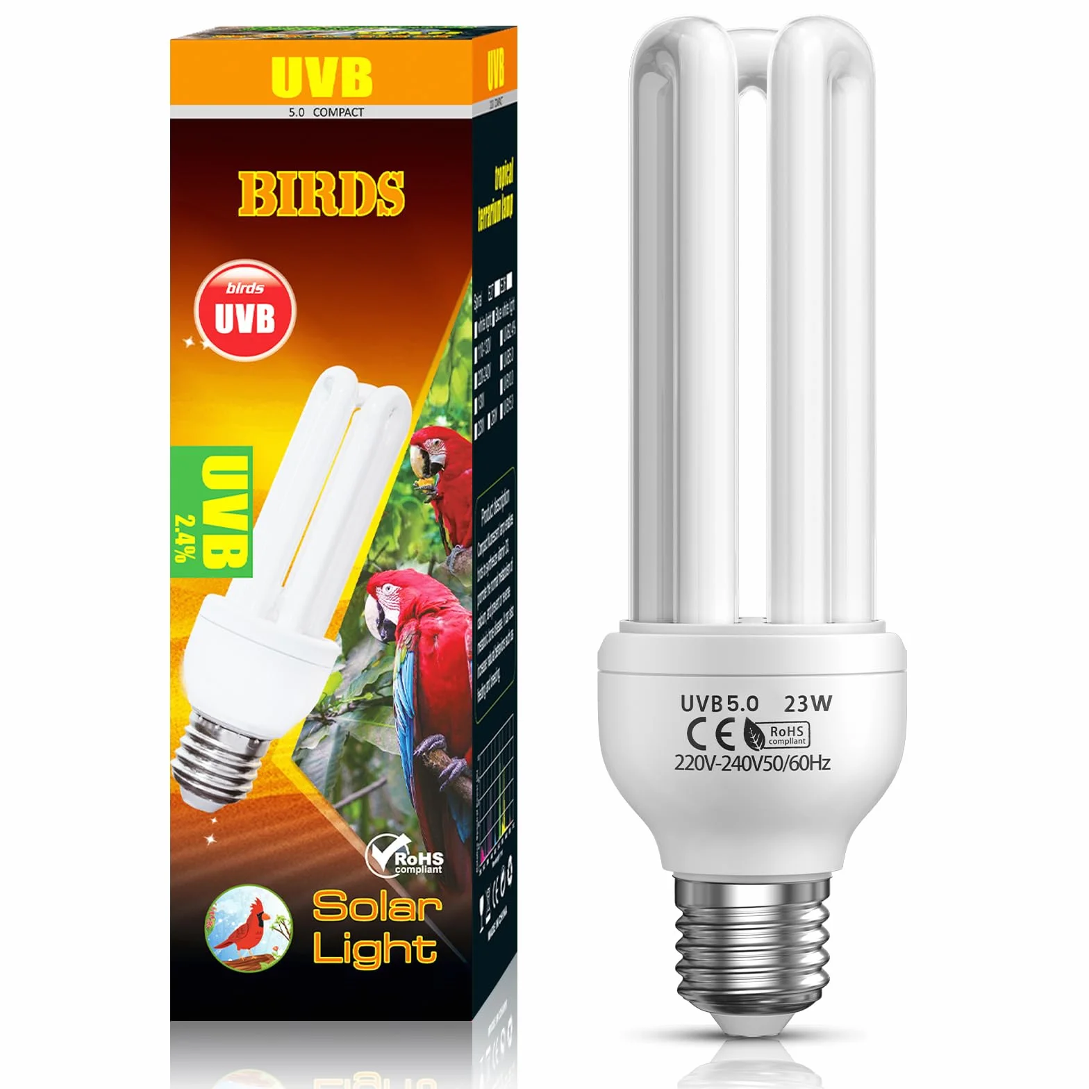 UVB 5.0 lampa dla ptaków E27 23W żarówka kompaktowa