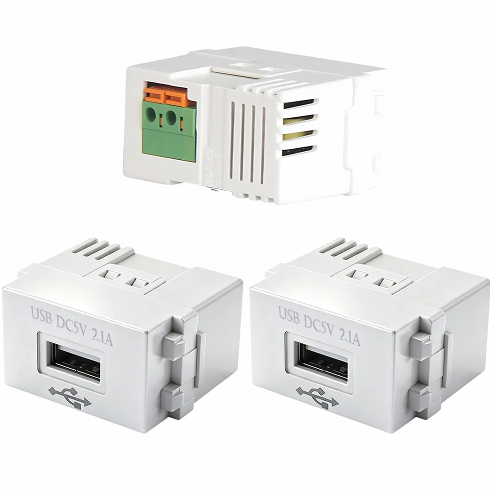 Moduł zasilania USB podtynkowy 220V na 5V 2,1A gniazdo ładowania 3 sztuki
