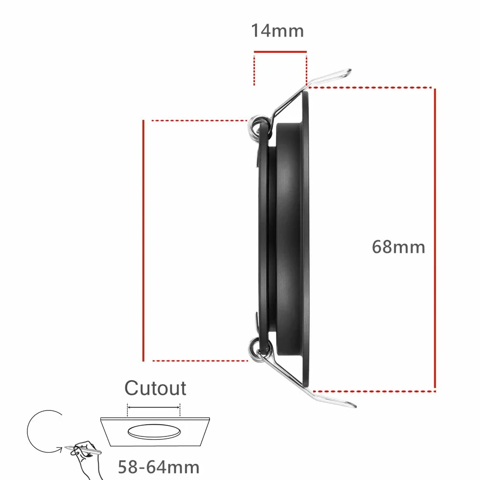 Acegoo Reflektor LED DC 12V 3000K 6 sztuk Płaski Downlight Aluminium Ciepłe Światło Czarny