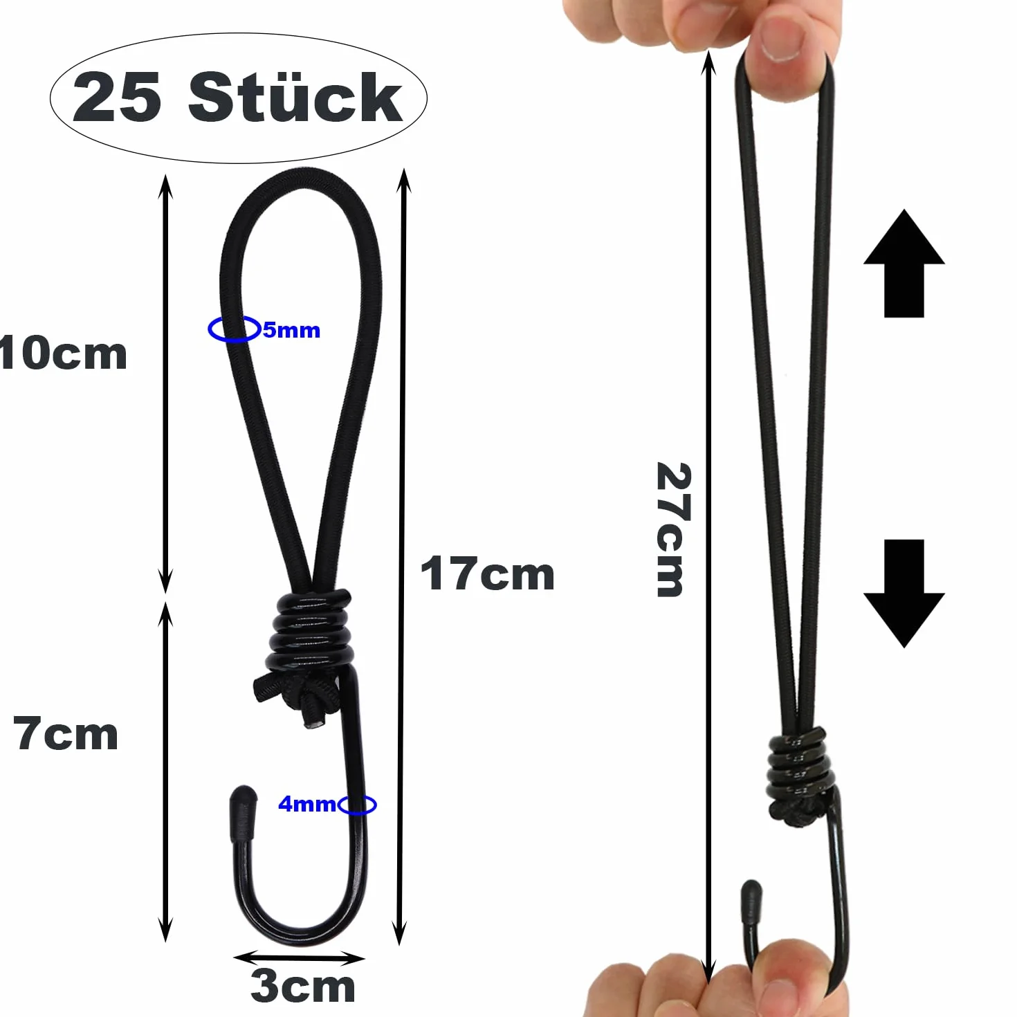 Zestaw 25 gumek napinających z hakami 17 cm napinacz plandeki spiralny gumowy ekspander do plandek