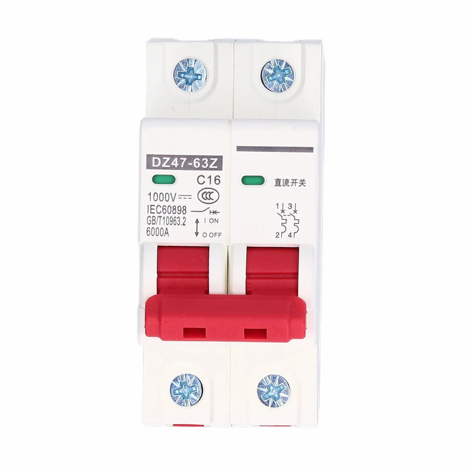 Miniwyłącznik 2P 16A DC 1000V DC DZ47-63Z odłącznik izolator system solarny fotowoltaiczny szyna DIN