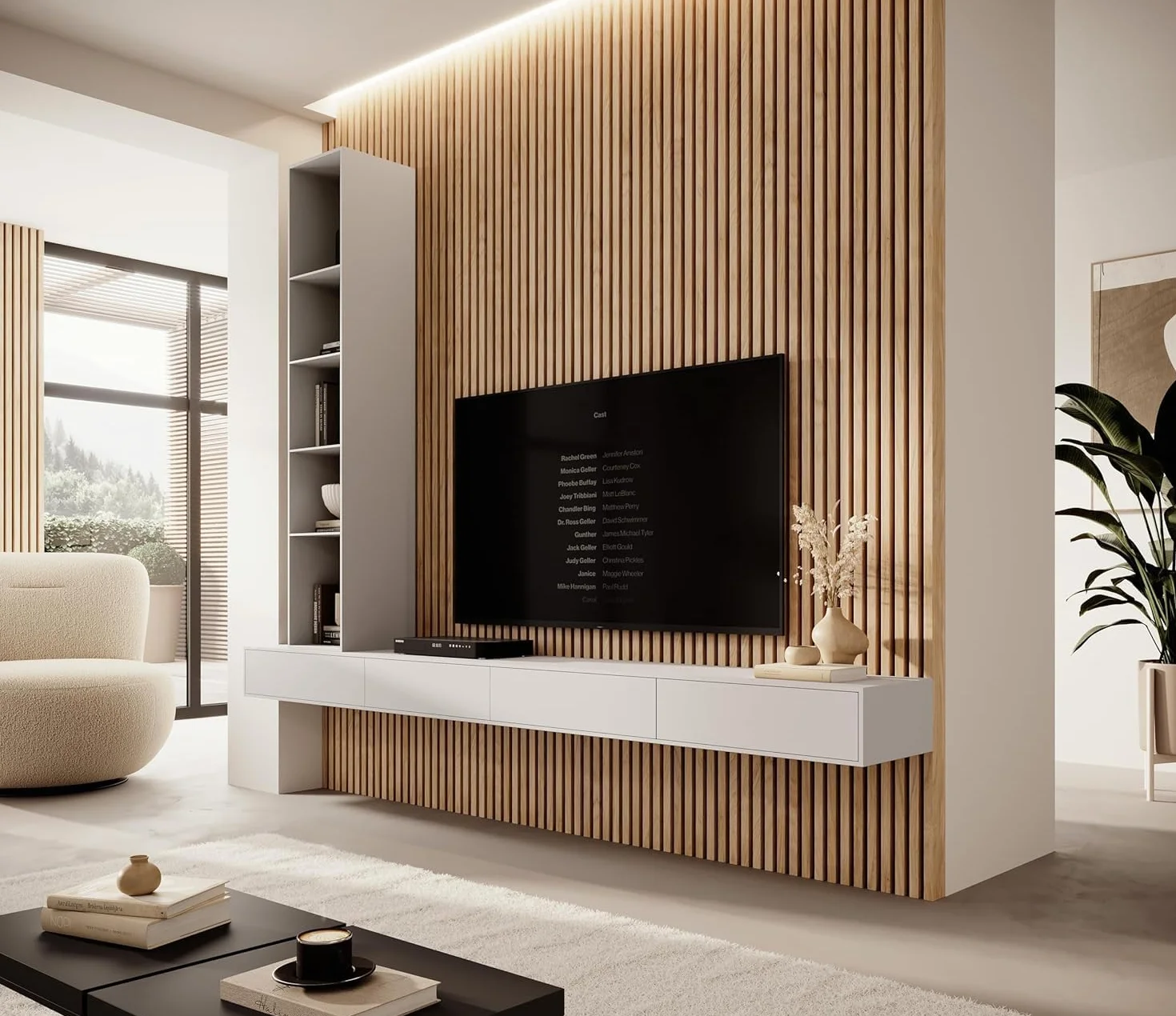Panele Akustyczne Ścienne Dąb Stirling MDF Lamele 2x 26,5x240 cm Na Czarnej Płycie