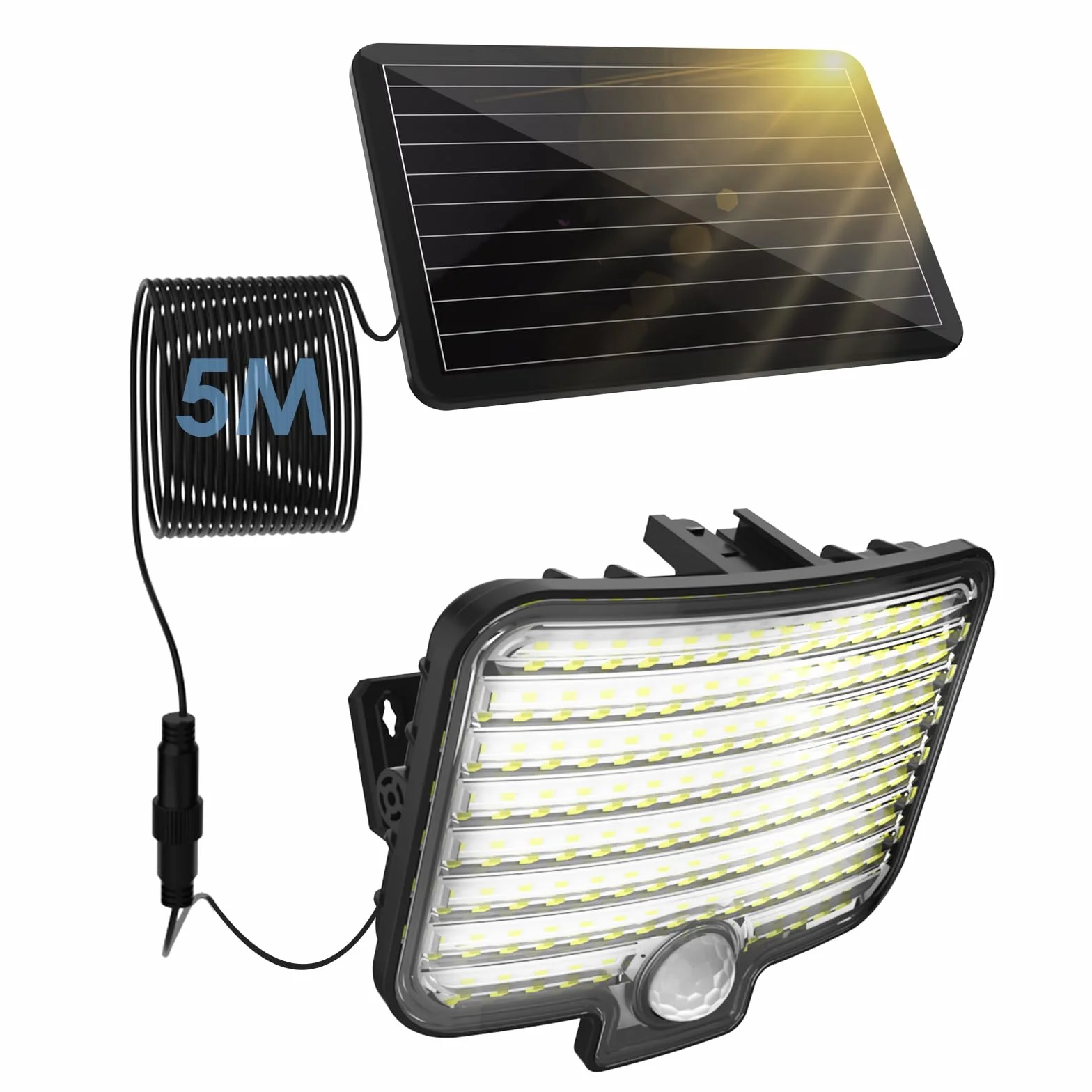 Zewnętrzna lampa solarna LED 800 lm 2600 mAh IP65 z czujnikiem ruchu 120 diod 3 tryby